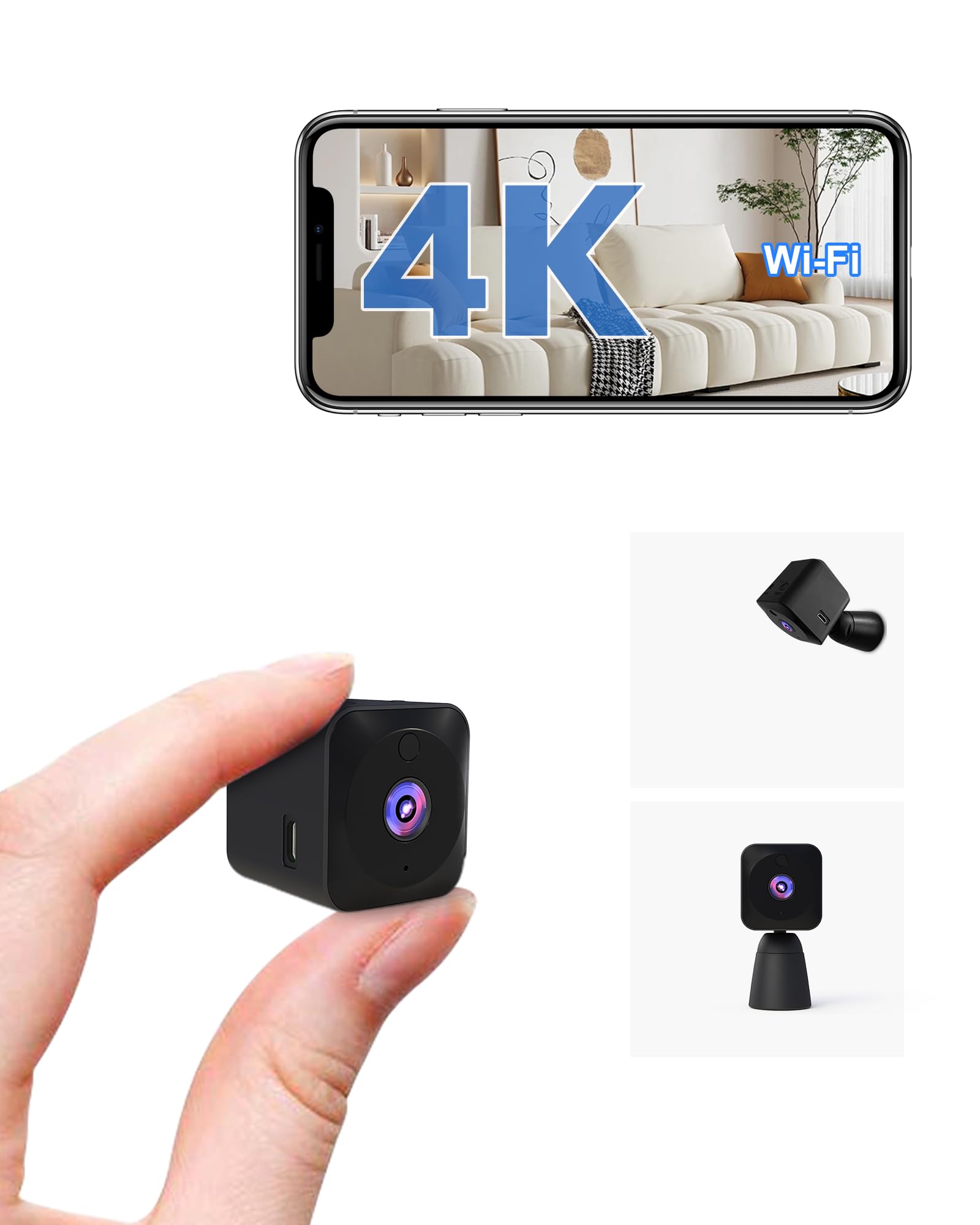 AOBOCAM 4K HD Indoor Camera for Indoor Security with App Control Motion Detection & Night Vision Wireless WiFi Rechargeable Pet 