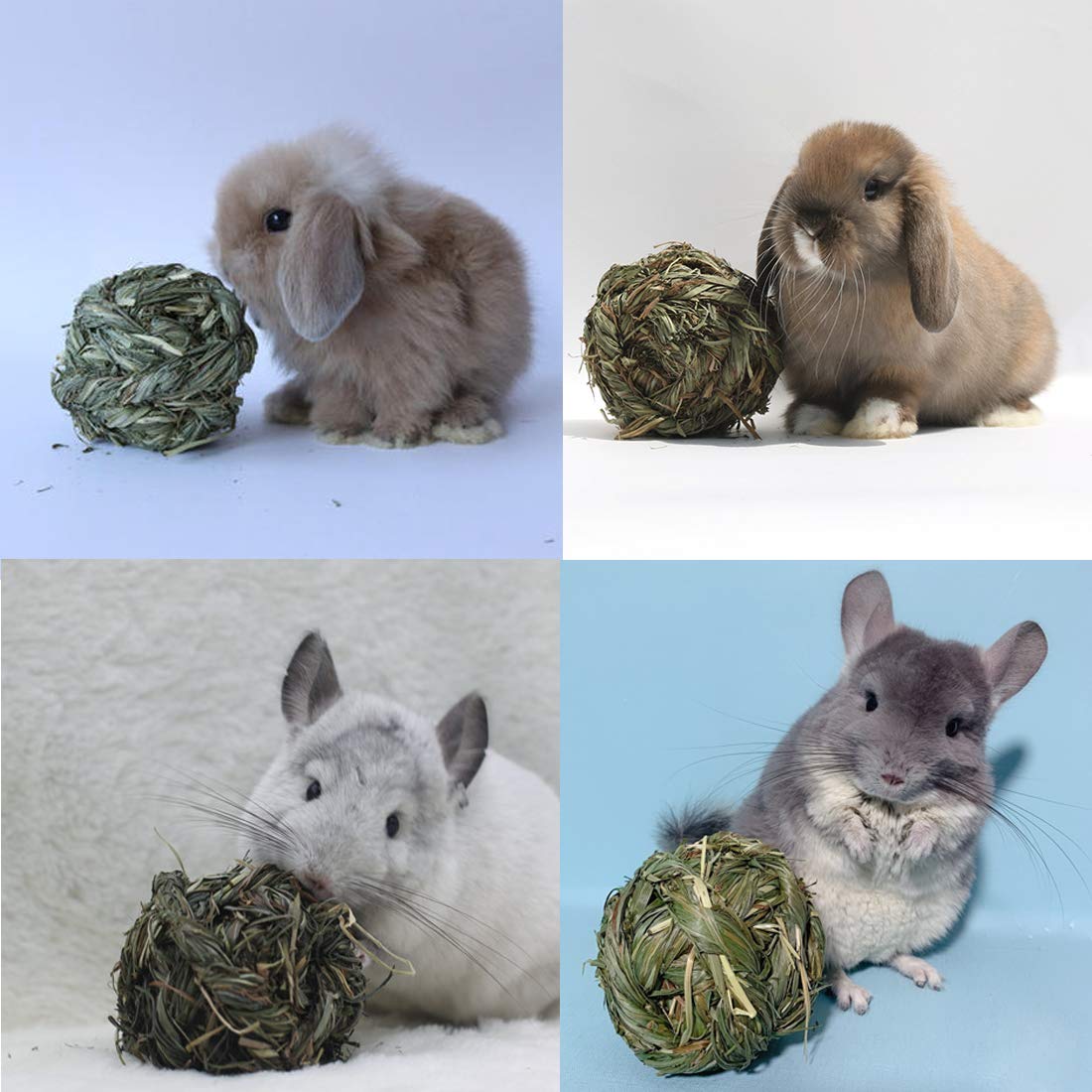 Pinvnby 6 Pack Rabbit Chew Grass Balls,Bunny Natural Timothy Woven Grass Ball Teeth Grinding Activity Play For Hamster,Chinchillas,Gerbils,Guinea Pigs And Other Small Animal