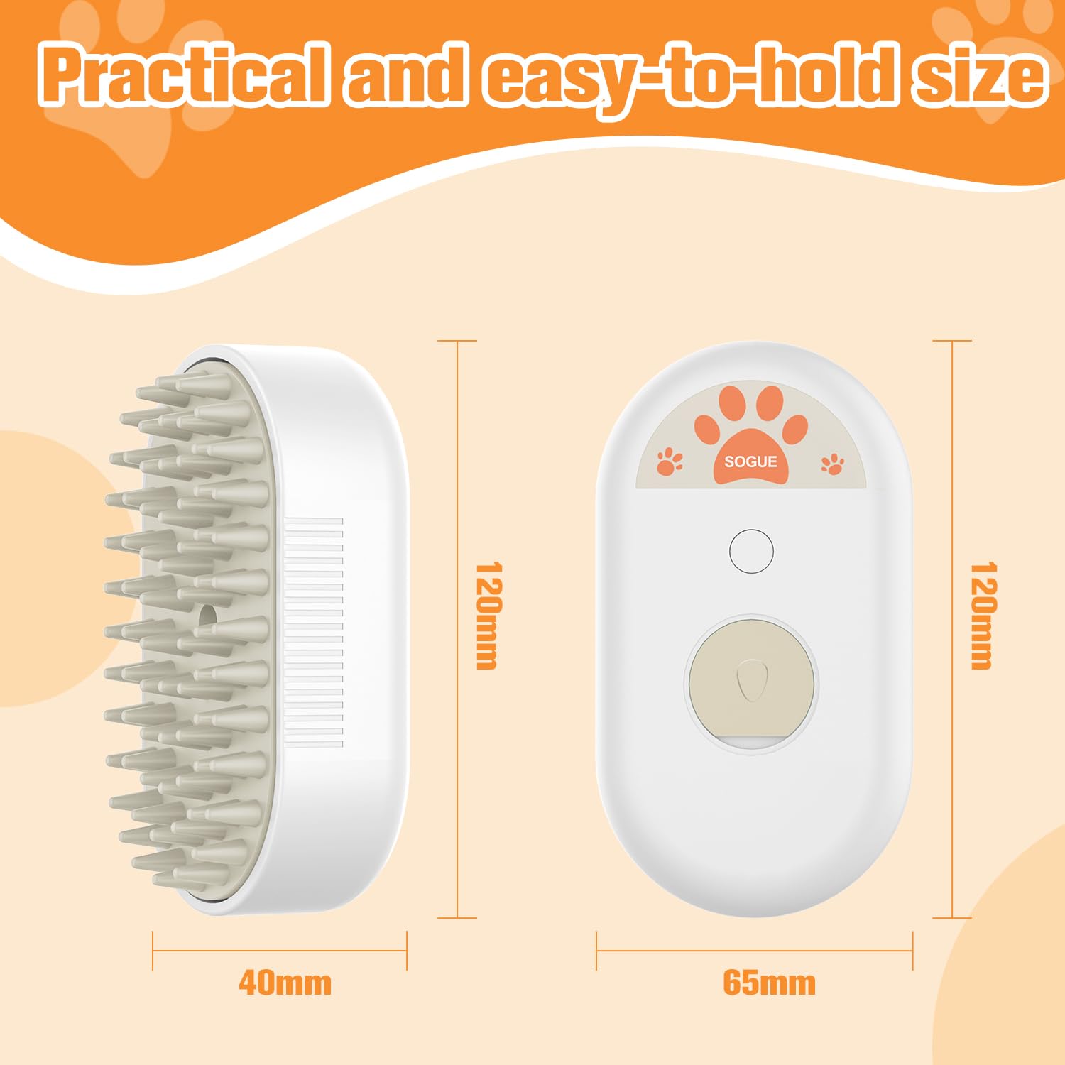Sogue Cat Steam Brush,Silicone Dog Steamy Brushes,Rechargeable Pets Steam Brush For Dogs And Cats,Spritz Defur Comb For Cats,3 I