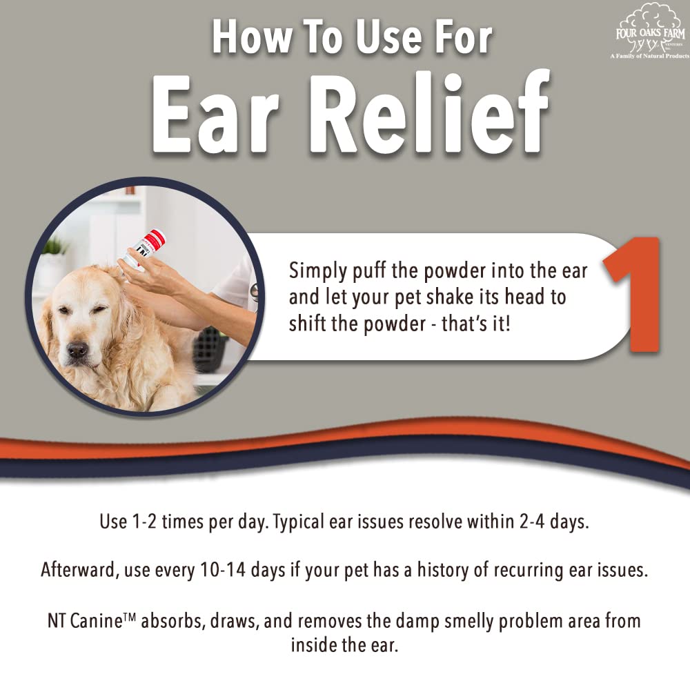 Four Oaks Farm Ventures, NT Canine Hot Spot & Ear Dry Powder - Treat Pets Hot Spots, Cuts, Abrasions, Excema, Flea Bites, Ear I
