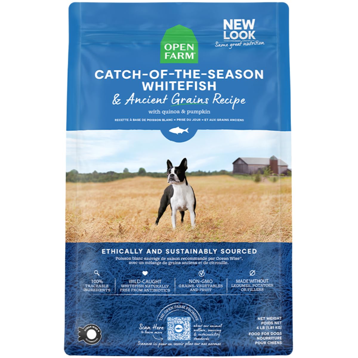 Open Farm Catch-of-The-Season Whitefish & Ancient Grains Dry Dog Food, Wild-Caught Whitefish Recipe with Wholesome Grains and No