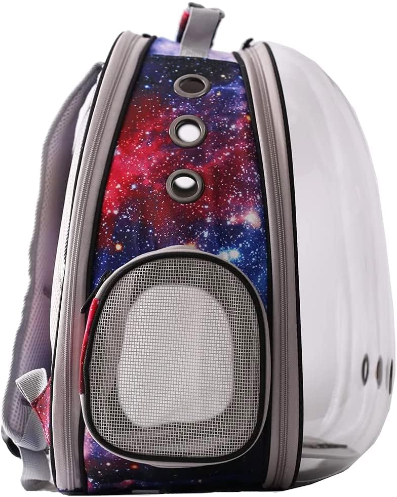Galaxy Blue Cat Bubble Backpack, Back Extension Space Capsule Astronaut Clear Window Fit Up To 12 Pounds Cat, Vet Transport Carr