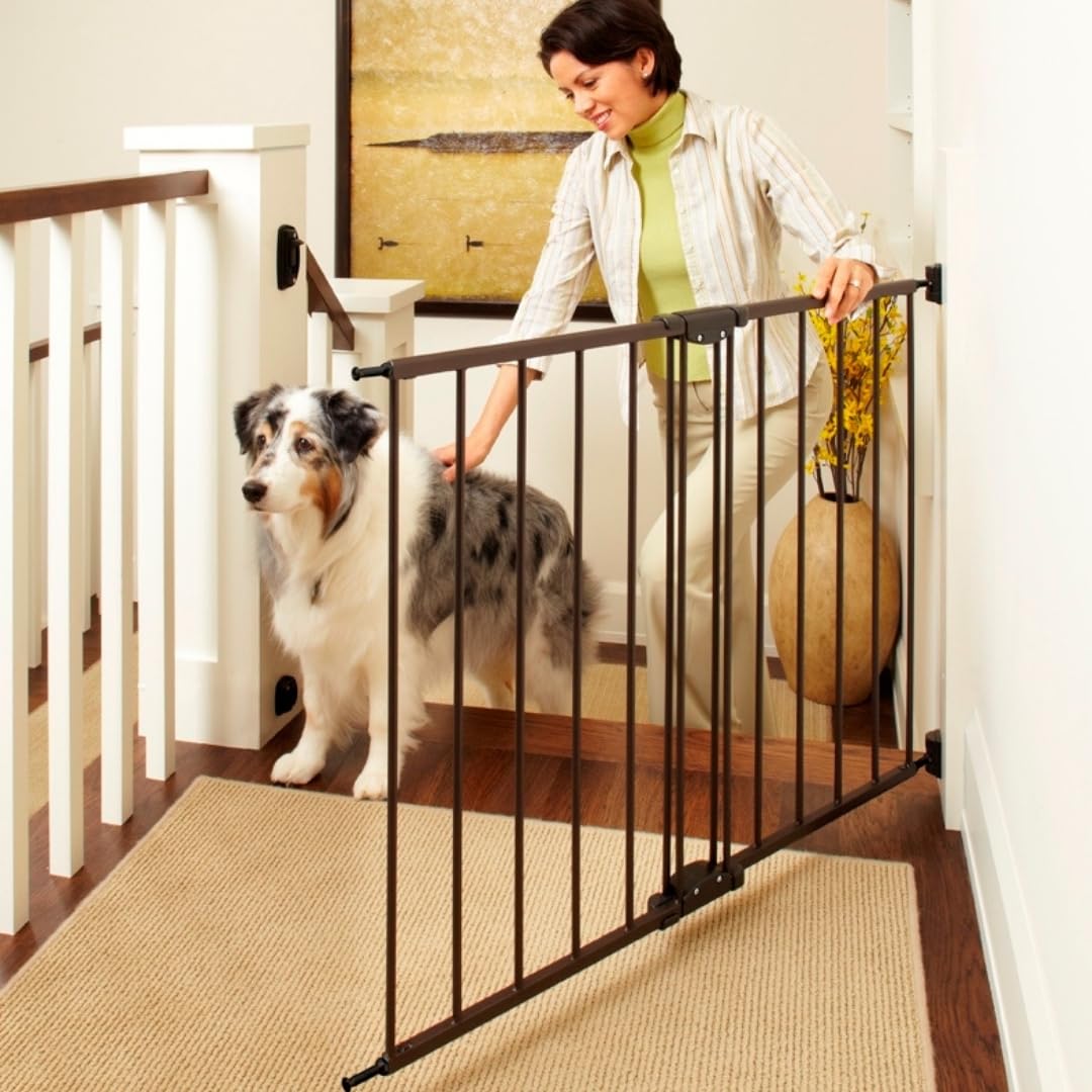 North States Mypet Windsor Walk Thru Pet Gate: 28.68' - 47.85' Wide Dog Gate. Hardware Mount, Dog Gates For The House, Cat Gate For Doorway. 31' Tall, Matte Bronze