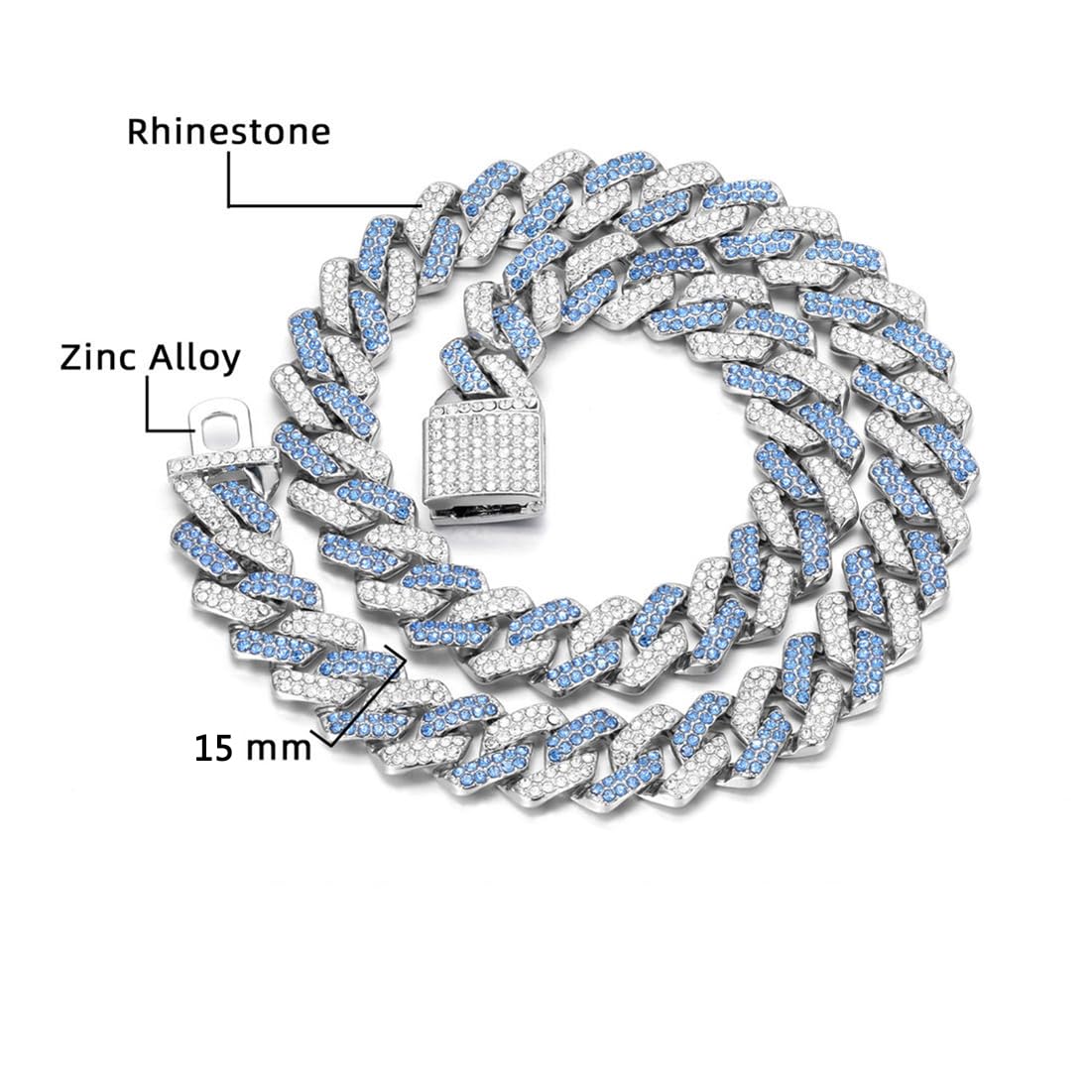 Cat Chain Collar, Diamond Metal Cuban Link Dog Collar,15Mm Wide Bling Sparkly Puppy Necklace For Small Medium Large Pet Dogs Cat