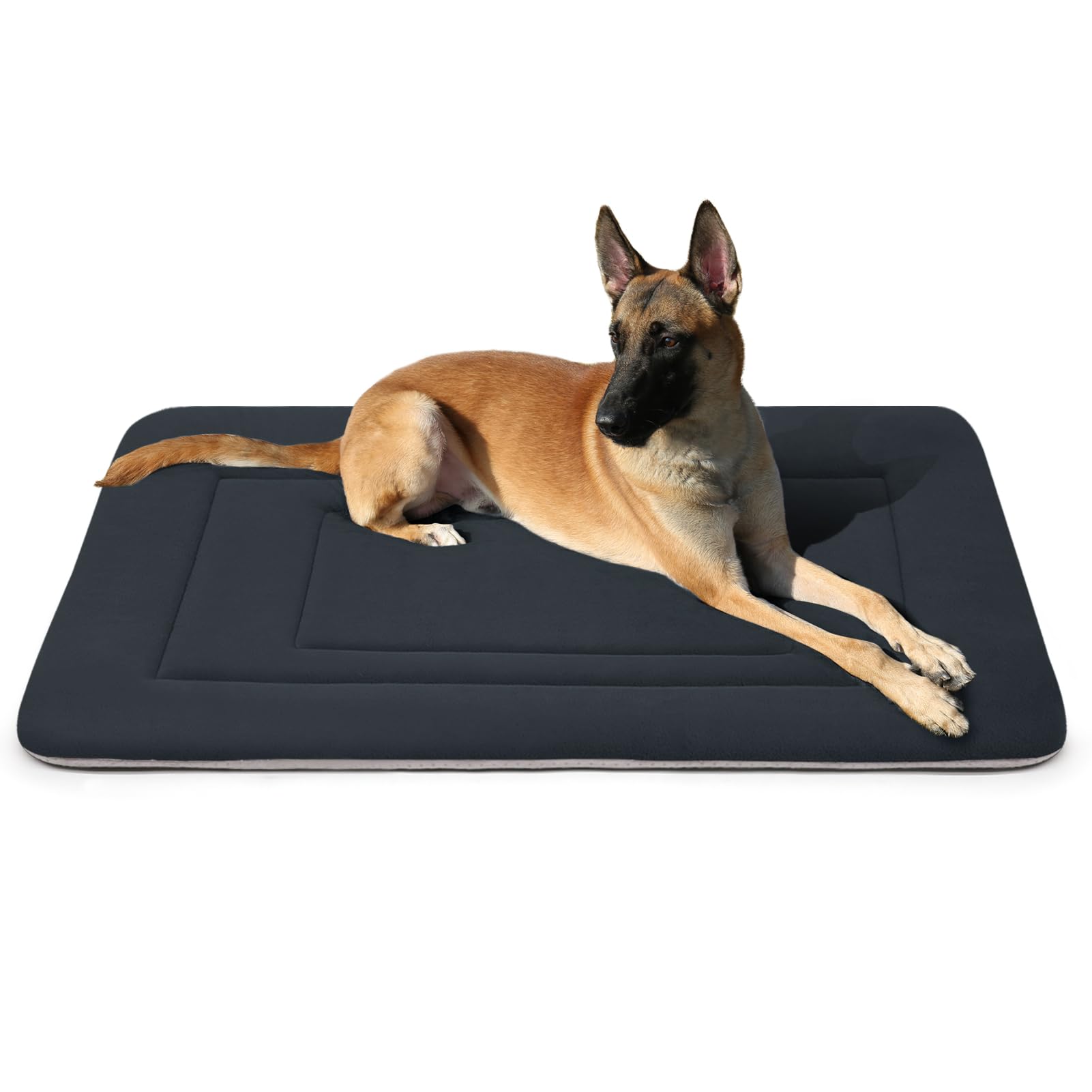 Joicyco Dog Bed Soft Dog Crate Bed Pad Mat, 42 In Non Slip Bottom Washable Dog Beds For Large Dogs, Pet Bed Mattress Kennel Pad, Dark Gray