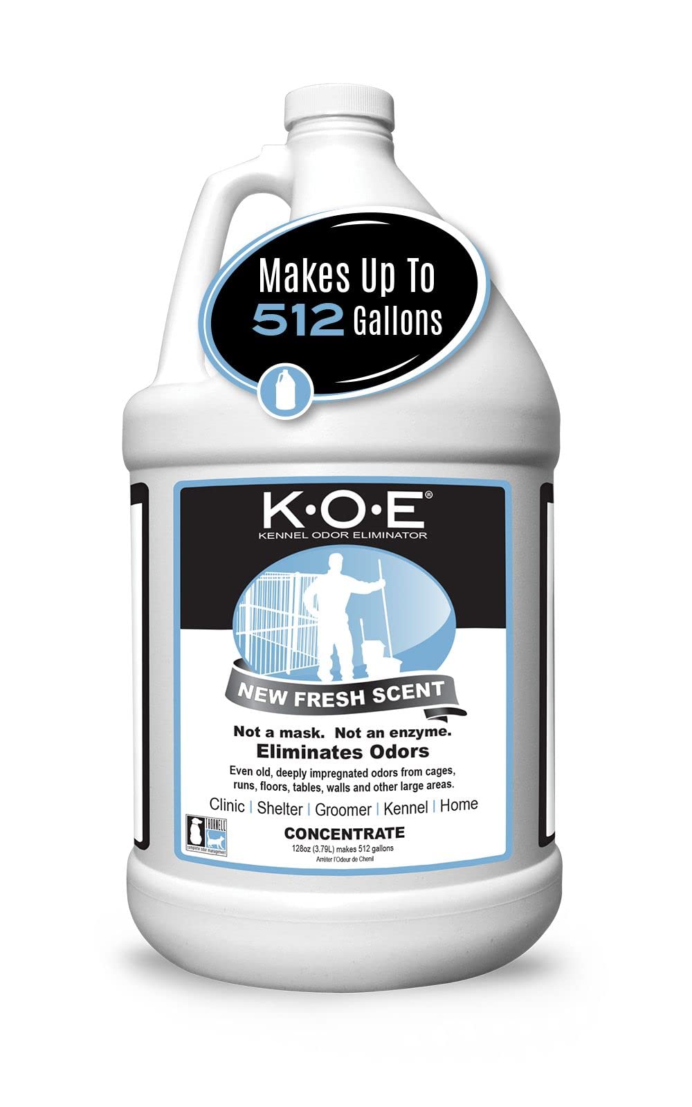 K.O.E. Fresh Scent Odor Eliminator Concentrate For Kennels, Cages, Floors & More - Non-Enzymatic Pet Odor Solution For Home & Do