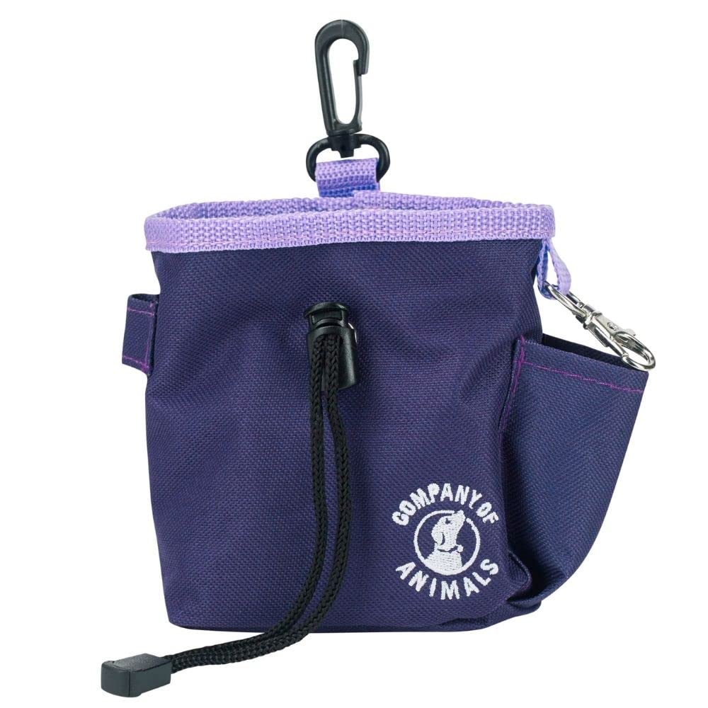 Company of Animals Treat Bag, Purple, Zipped Pockets & Drawstring, Clips on Belt, Waistband or Pocket, Waterproof Treats Pouch, 
