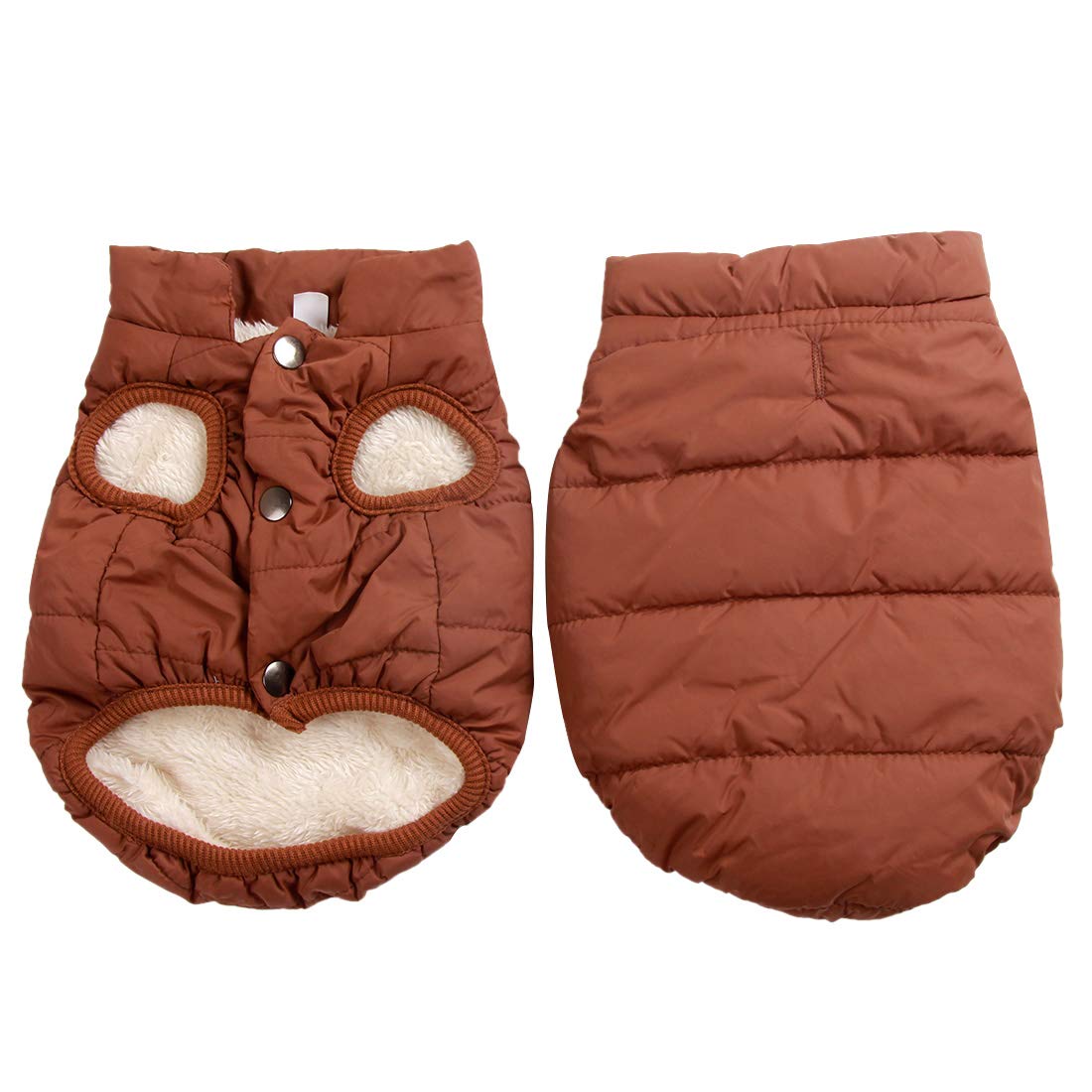 Joydaog 2 Layers Fleece Lined Warm Dog Jacket For Puppy Winter Cold Weather,Soft Windproof Small Dog Coat,Brown M