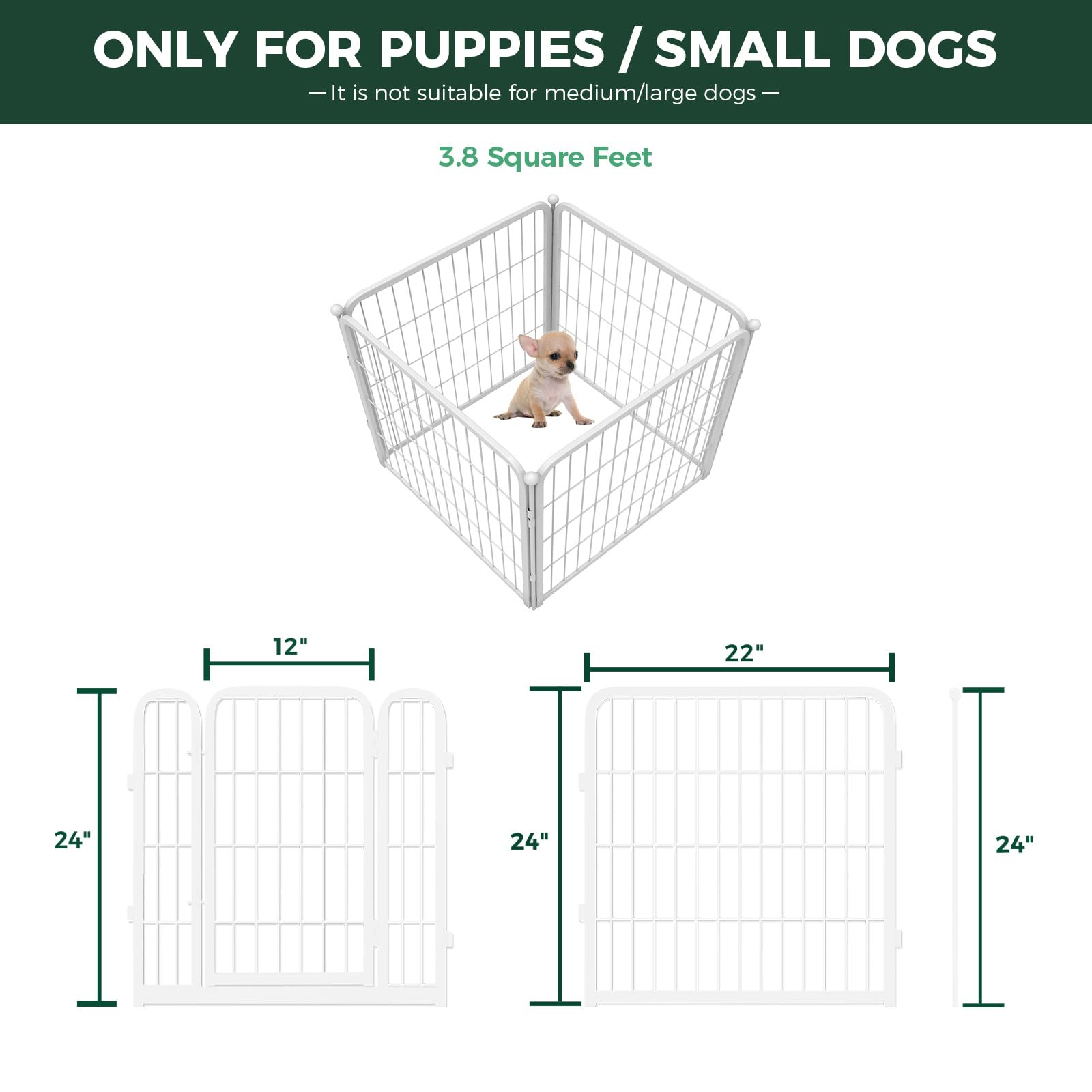 Fxw Homeplus Indoor Dog Playpen - Stress-Free And Safe Play, 24 Inch 4 Panels For Puppy And Small Dogs, White│Patented