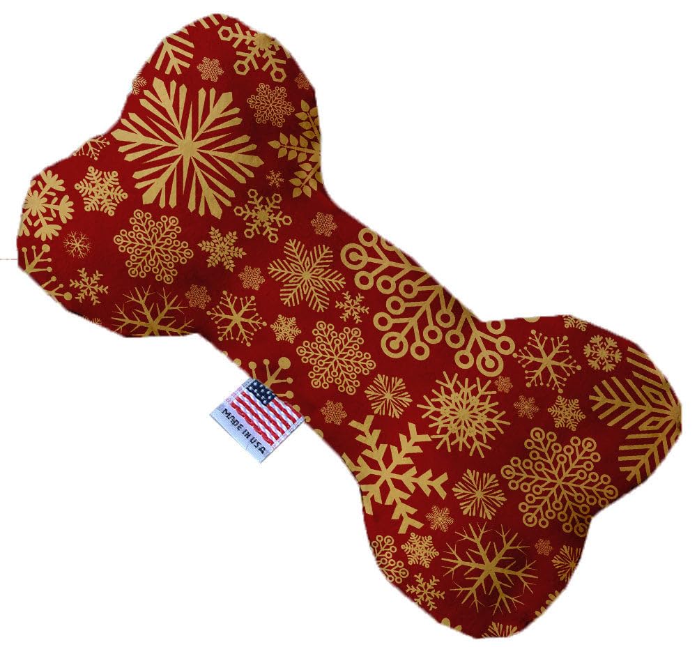 Pet and Dog Plush Heart or Bone Toy, &quot;Classy Christmas Group&quot; (Available in different sizes, and 7 different pattern options!) Red Snowflakes 8&quot; Plush Bone