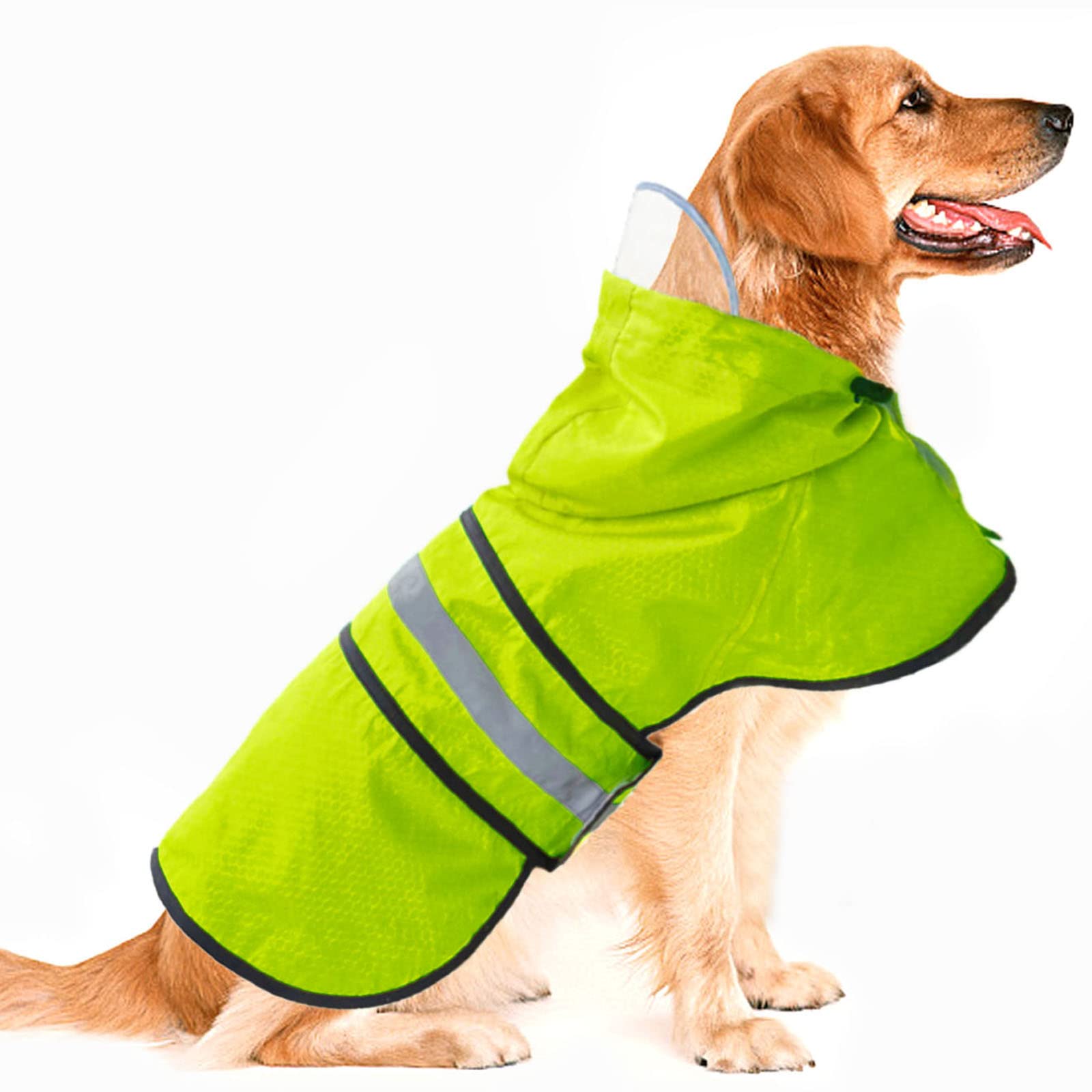 Dog Raincoat Waterproof Reflective Slicker - Lightweight Breathable Hooded Poncho Rain Coat Jacket with Adjustable Belly Strap a