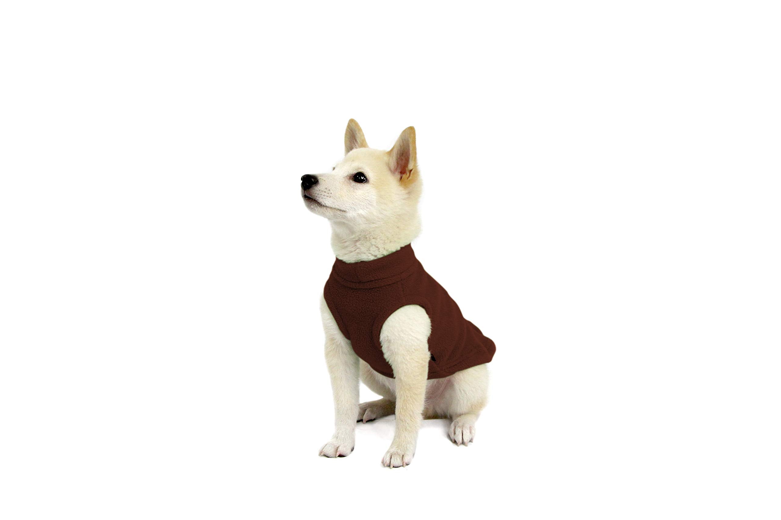 Gooby Stretch Fleece Vest Dog Sweater - Brown, Small - Warm Pullover Fleece Dog Jacket - Winter Dog Clothes For Small Dogs Boy Or Girl - Dog Sweaters For Small Dogs To Dog Sweaters For Large Dogs