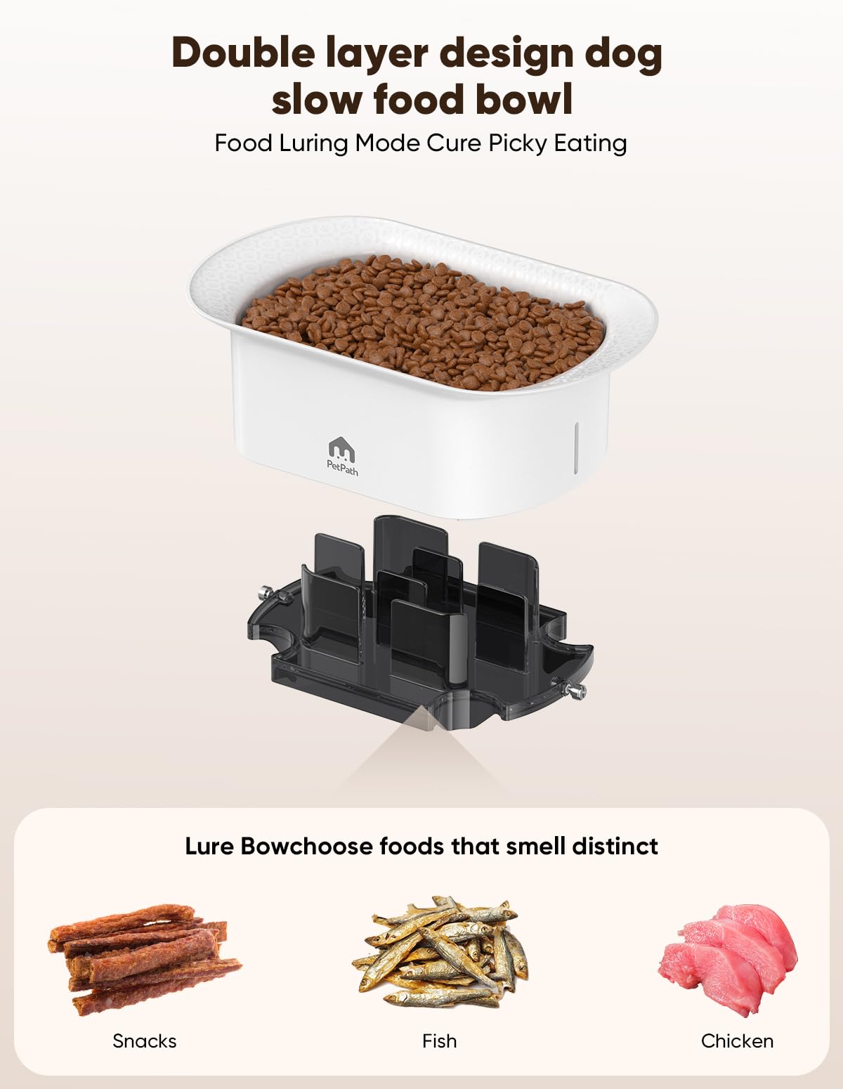 Petpath Slow Feeder Dog Bowls, Anti-Choking Puzzle Feeder Dog, With Suction Cup Foot Pads To Prevent Tipping, Holds 2-4 Cups Of