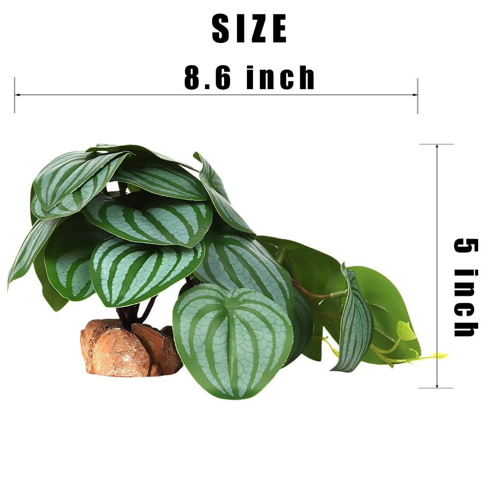 WOLEDOE Reptile Plants for Terrarium, Ball Python Tank Decor Accessories fit Bearded Dragon Crested Leopard Gecko Lizard Chamele