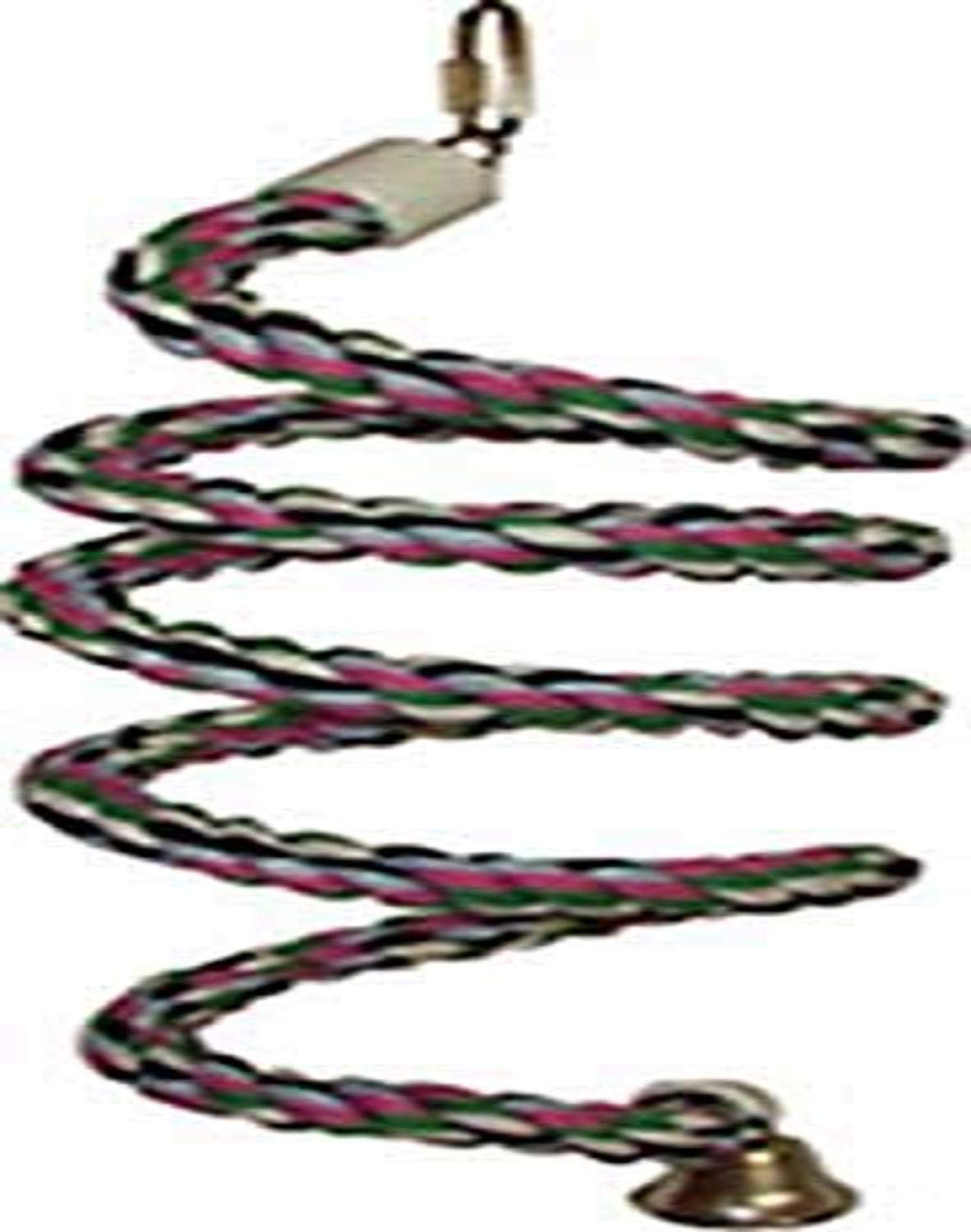 A&E CAGE COMPANY HB552 Happy Beaks Cotton Rope Boing with Bell Bird Toy, 0.75 by 66&quot;, Multicolor