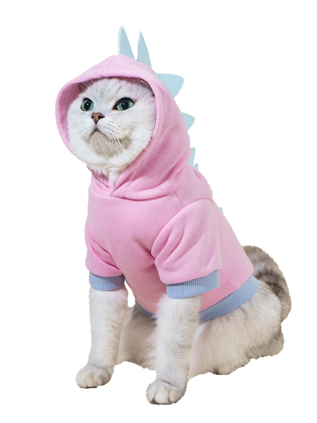 Qwinee Dinosaur Dog Hoodie Dog Warm Jacket Christmas Halloween Dog Costume Dog Clothes For Puppy Kitten Small Medium Dogs Cats Baby Pink Xx-Small