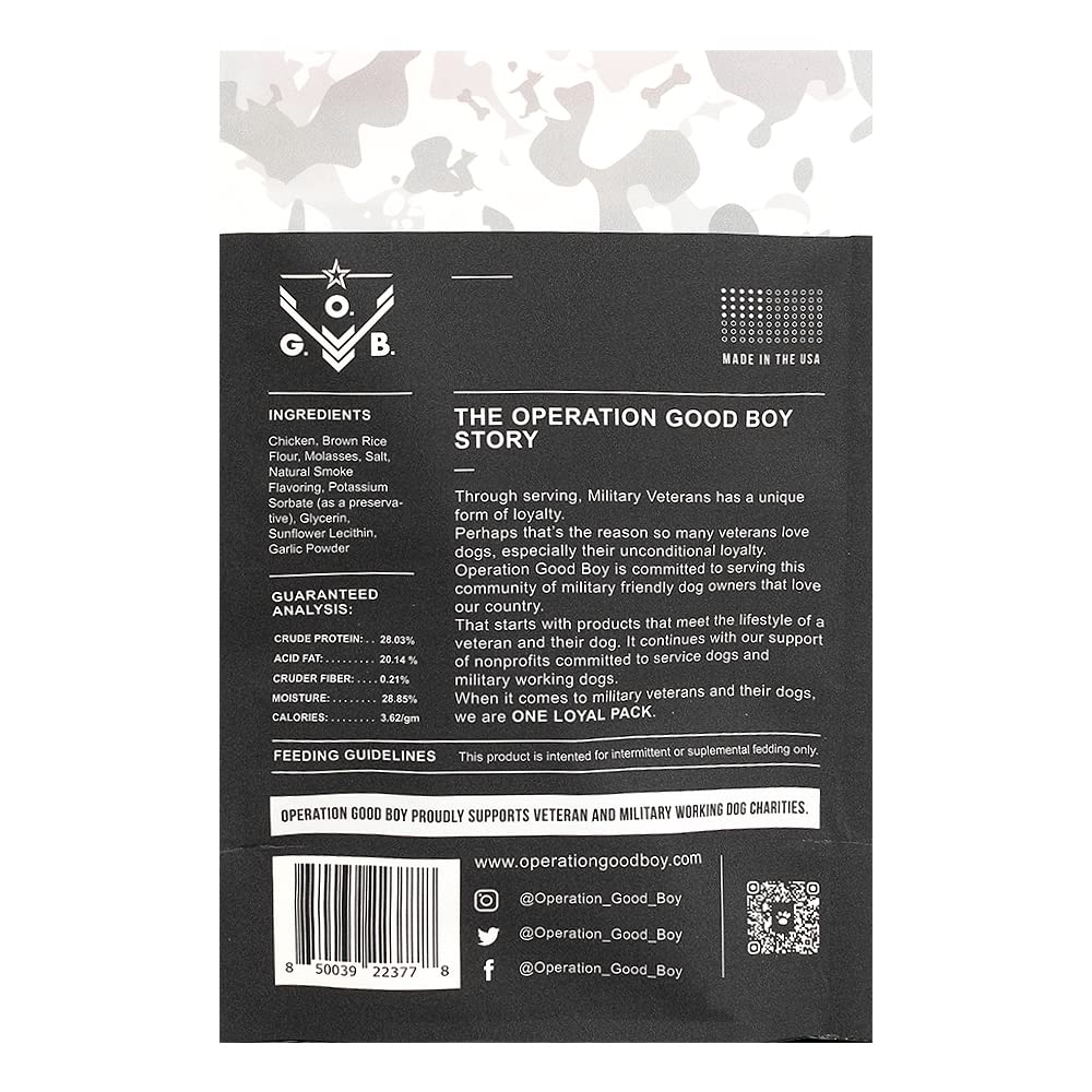 Operation Good Boy Chicken Dog Treats - 1 High-Protein Training Squares, Natural Farm-Raised Meat for Medium to Large Dogs - Ser