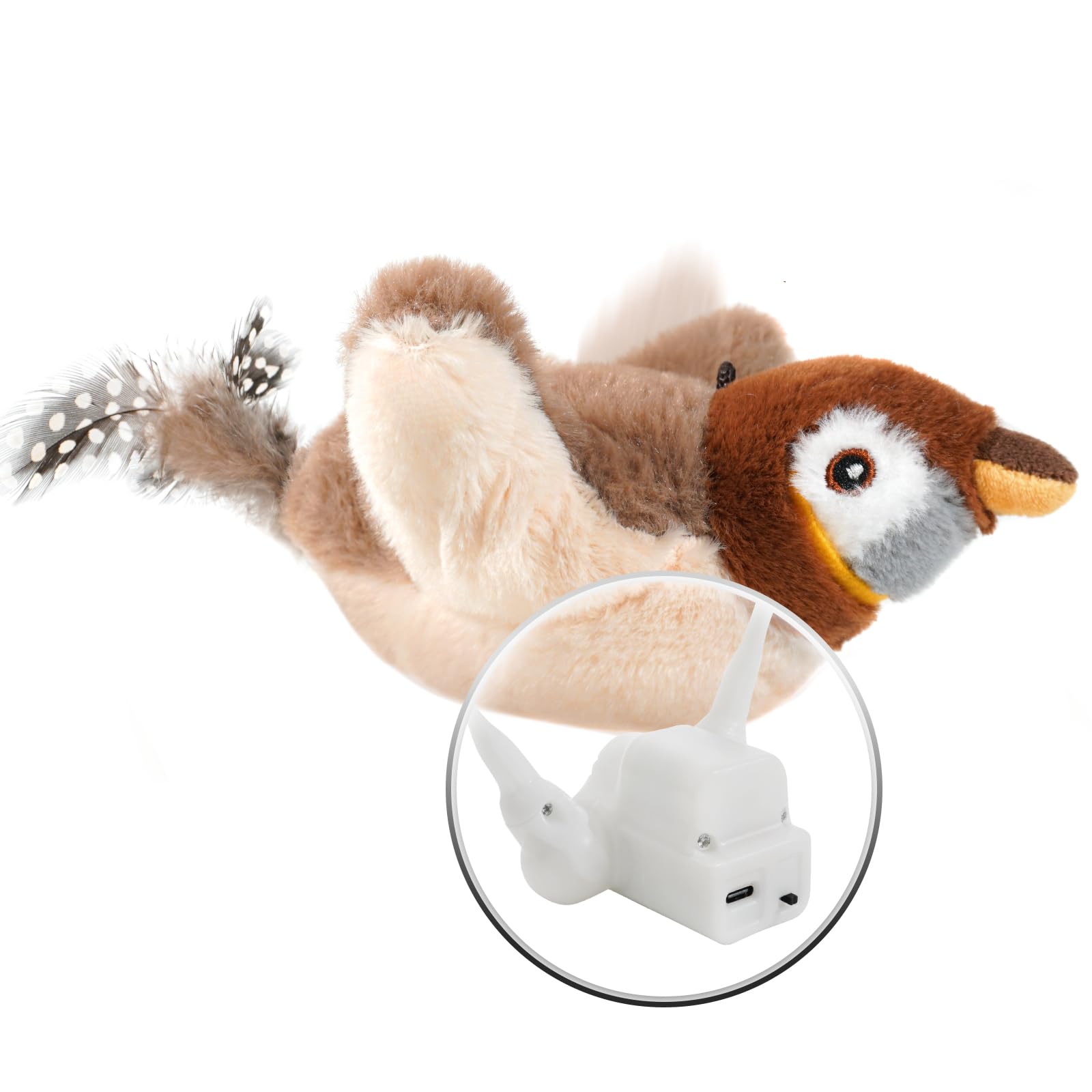 Yqqkrcb 2025 Upgrade Flapping Bird Cat Toy (Non-Flying),Rechargeable & Chew-Resistant,Touch Activated,Simulates Bird Wing Flappi