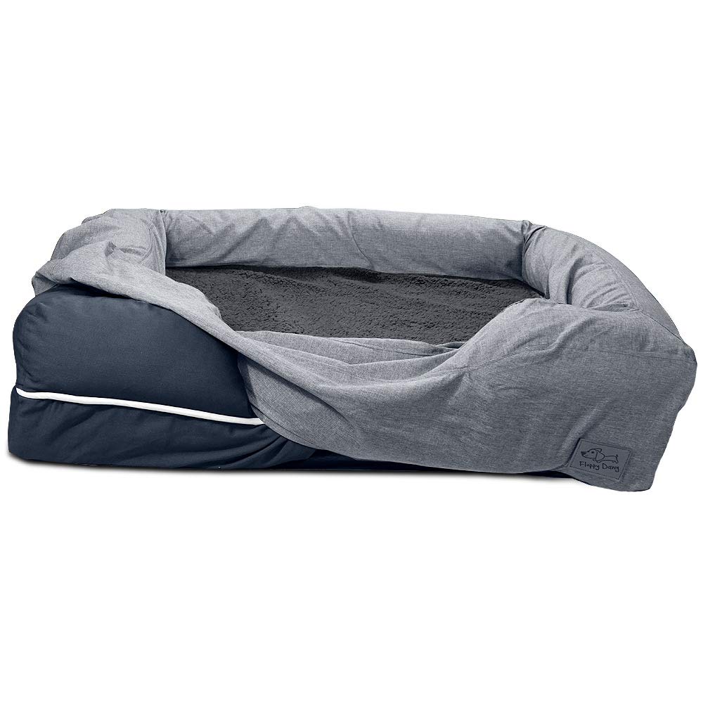 Floppy Dawg Gray Bolster Dog Bed Replacement Cover, Fits PetFusion & More, Machine Washable, Large 36L x 30W