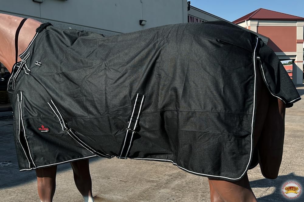 Hilason Black 56 In 600D Winter Waterproof Poly Pony Horse Blanket Black | Horse Blanket | Horse
