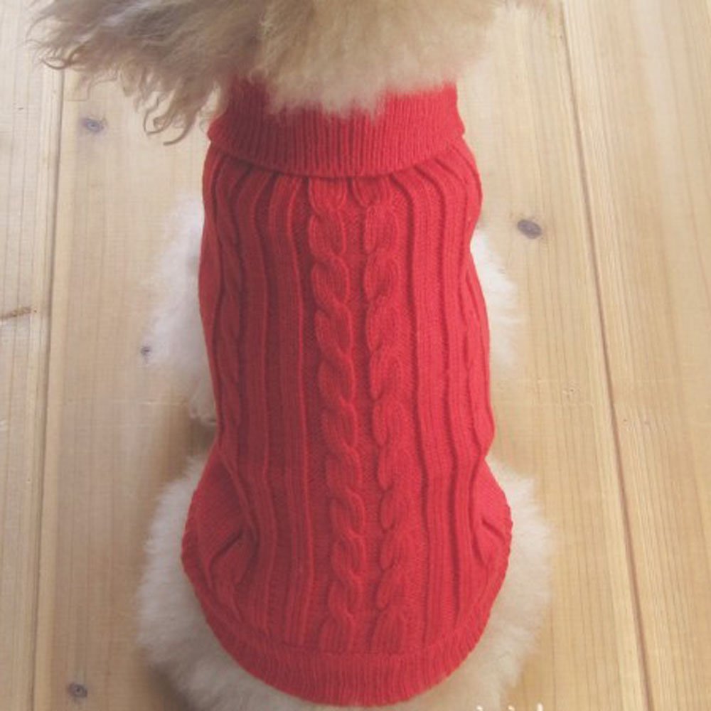 Tangpan Turtleneck Classic Straw-Rope Pro Pet Dog Sweater Apparel (Red,Xxl)