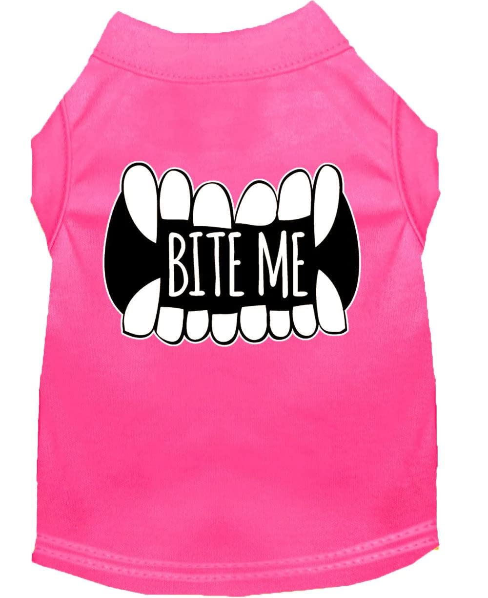 Bite Me Screen Print Dog Shirt Brown Lg 14
