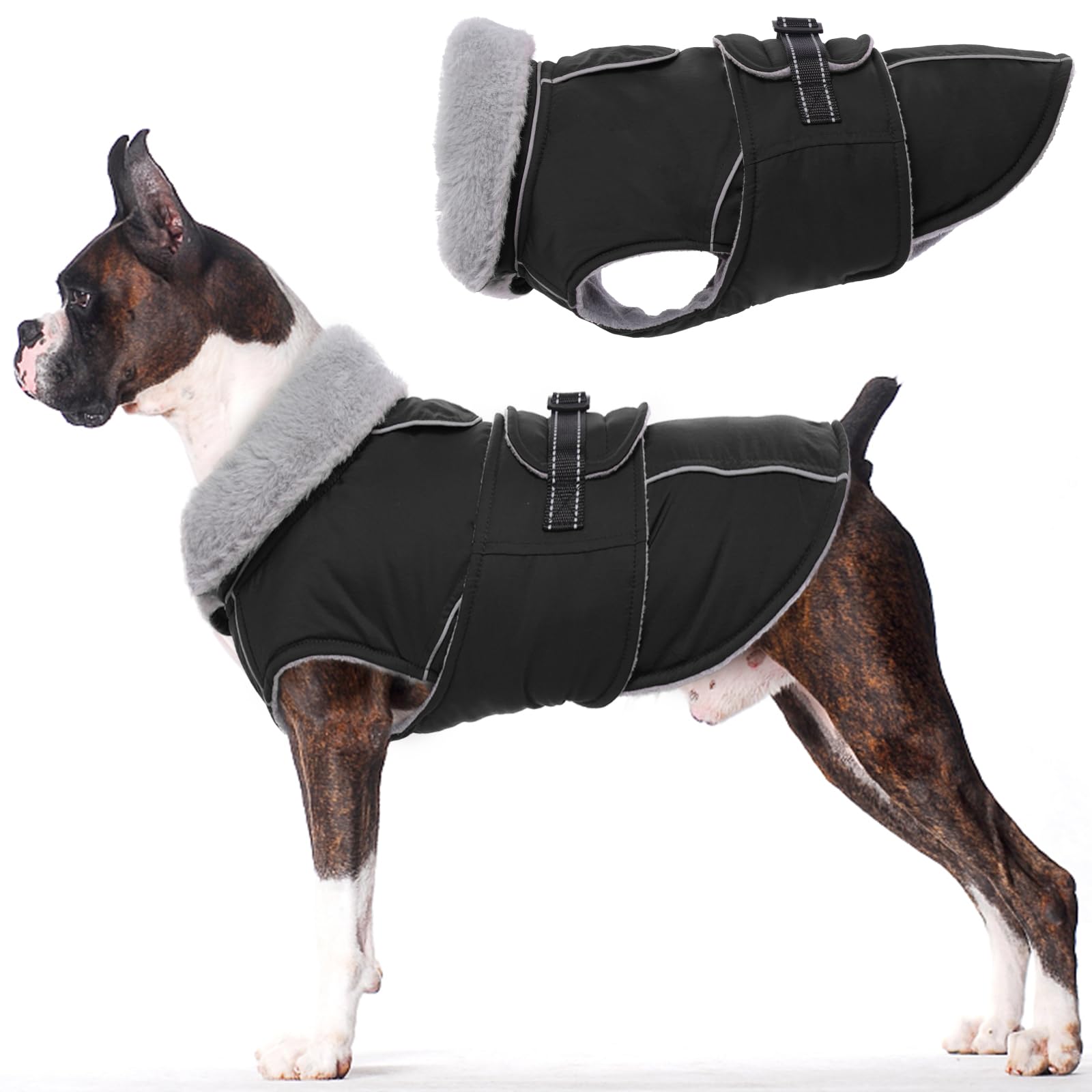 Lelepet Warm Dog Coat Reflective Dog Fleece Vest Waterproof Dog Jacket Windproof Dog Winter Coat Dog Cold Weather Coats With Adj