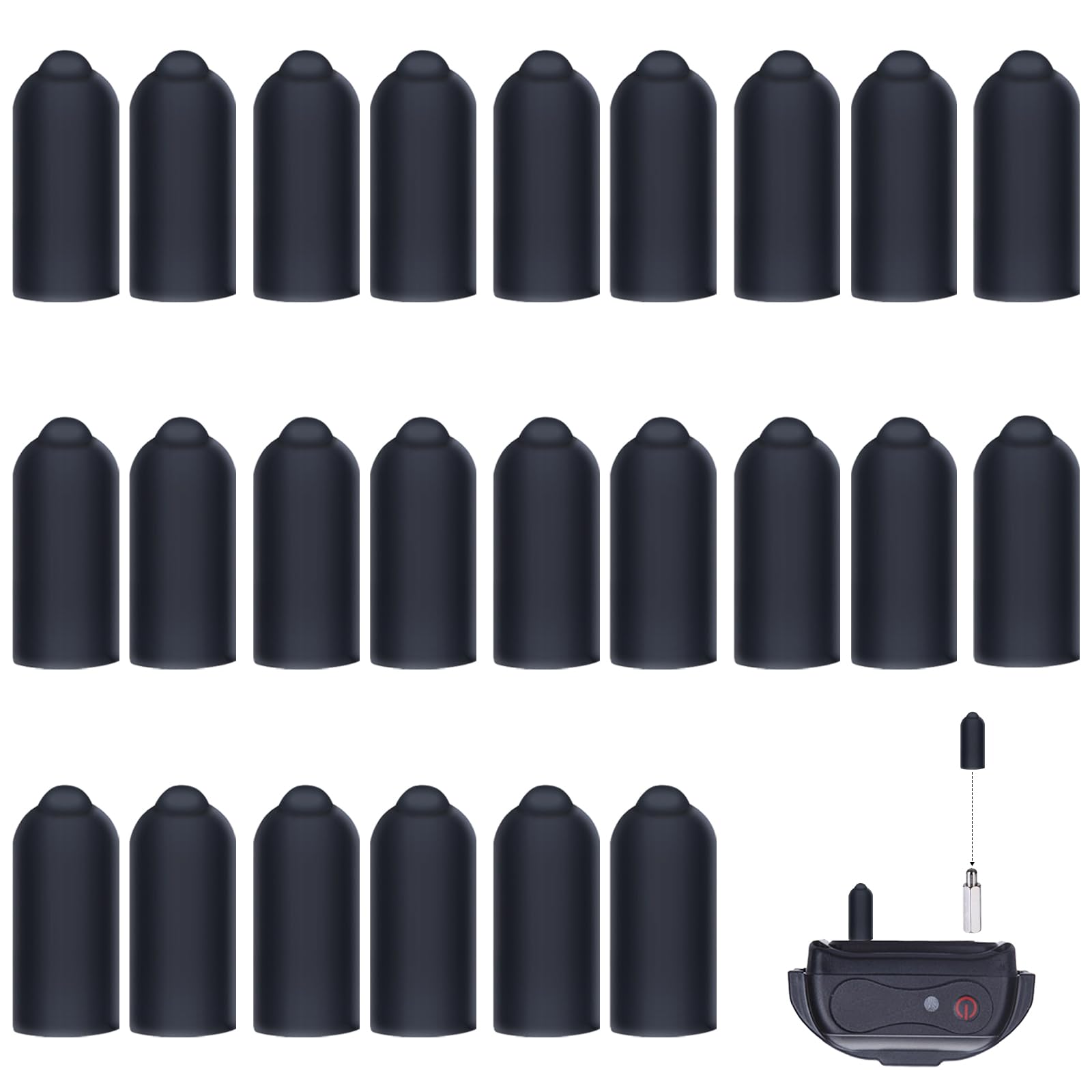 Column Rubber Sleeve For Prong Collar, 24 Pieces Shock Collar Rubber Tips Dog Training Collar Replacement Parts For Dog Shock Co