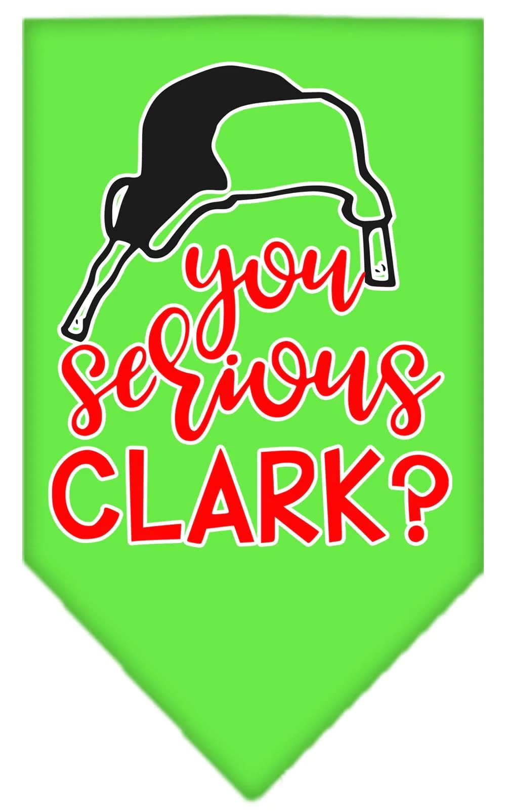 Christmas Pet and Dog Bandana Screen Printed, &quot;You Serious Clark?&quot; Black Large