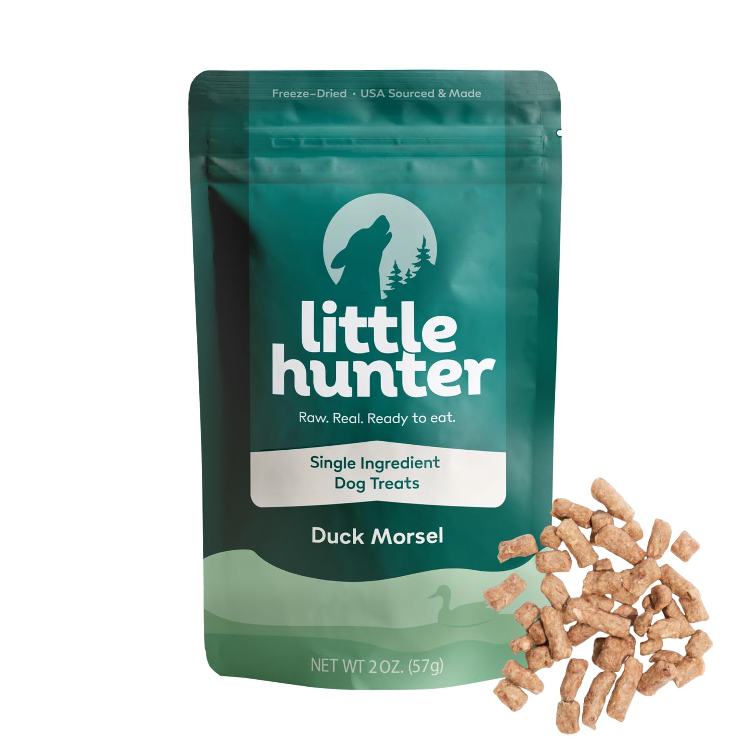 Little Hunter Freeze Dried Dog Treats - Duck Morsel - Raw Single Ingredient Duck Morsel Dog Treats for Snacks, Training, Dog Foo