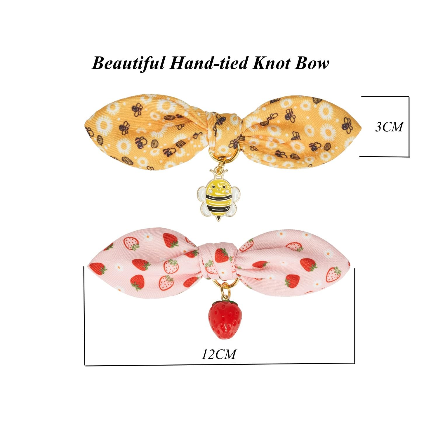 Petiry 2 Pack Cotton Cat Collar, Removable Bowtie, Floral Pattern, Safety Breakaway Clasp, Adjustable For Cats.(Adult Cat, Bee+S