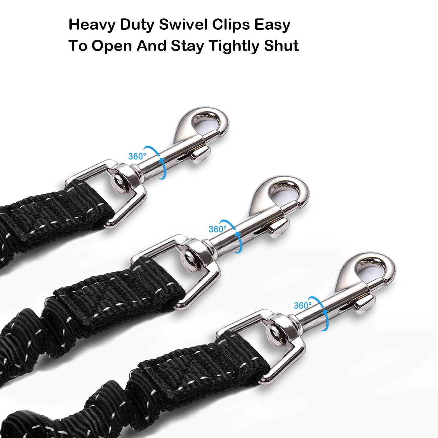 3 Way Dog Leash Coupler Heavy Duty No Pull Multiple Double Tangle Free Trio Nylon Bungee Cord Stretchy Sturdy Pups Lead For Smal