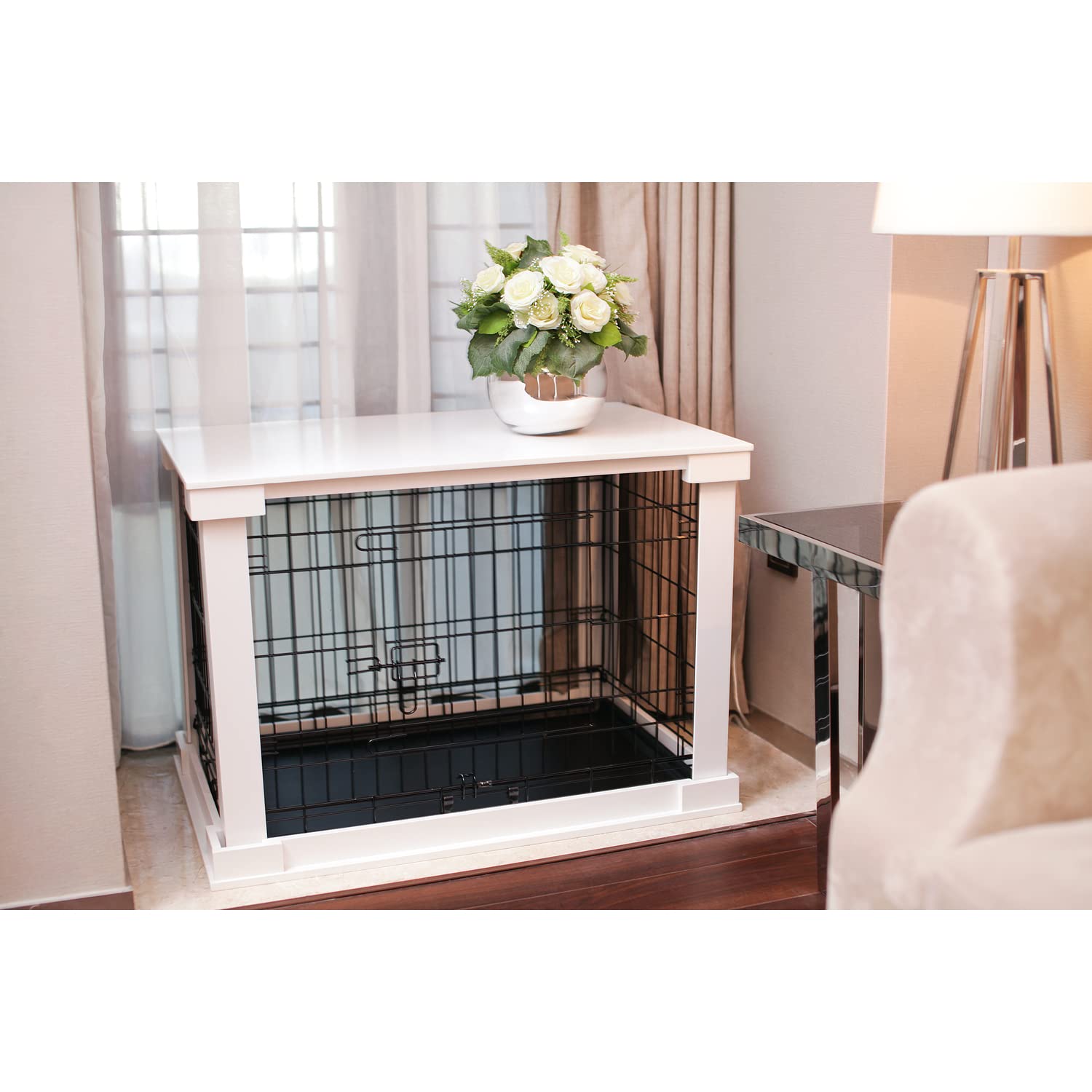 Cage With Crate Cover, White, Small