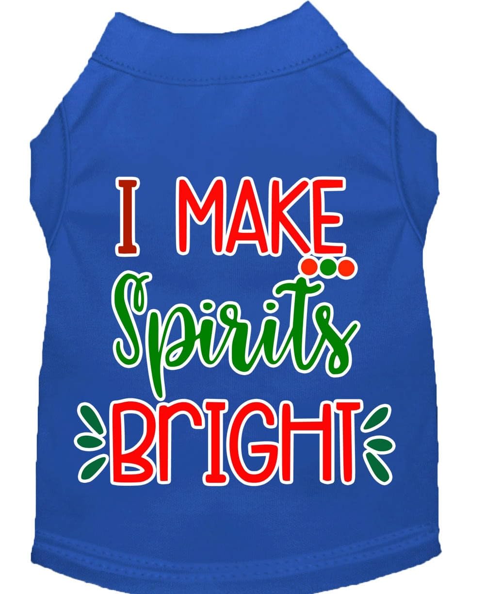 Christmas Pet Dog & Cat Shirt Screen Printed, &quot;I Make Spirits Bright&quot; Bright Pink MD (6-10 lbs.)