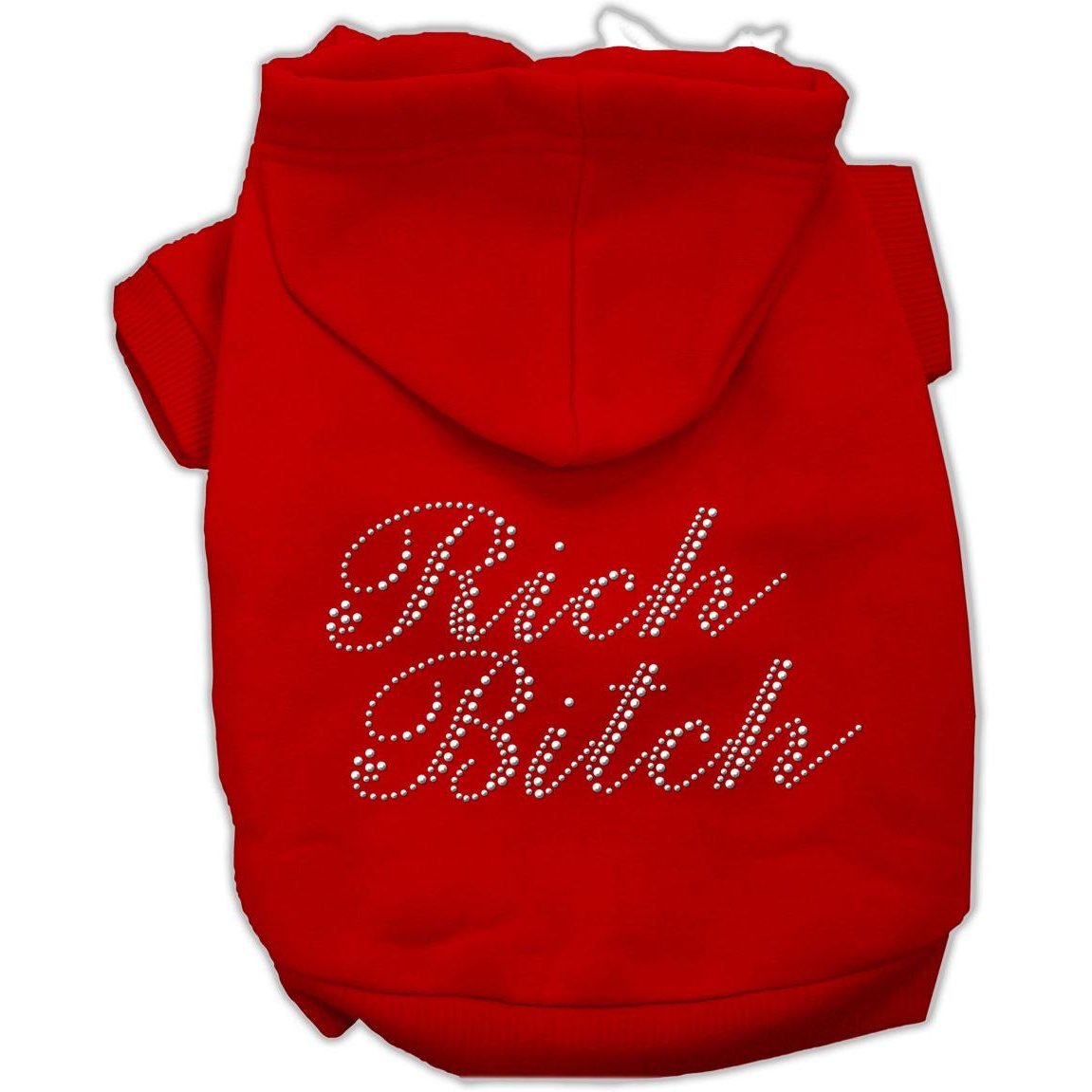 Mirage Pet Products Rich Bitch Rhinestone Hoodies, Size 12, Red