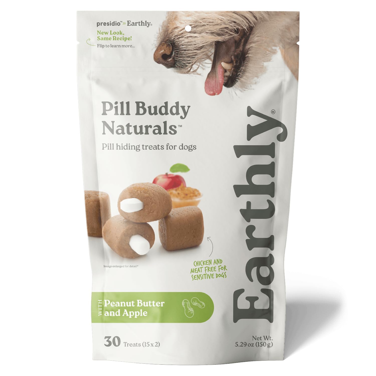 Earthly Pill Buddy Naturals - PB & Apple Recipe Pill Hiding Treats for Dogs - Make A Perfect Pill Concealing Pocket Or Pouch for