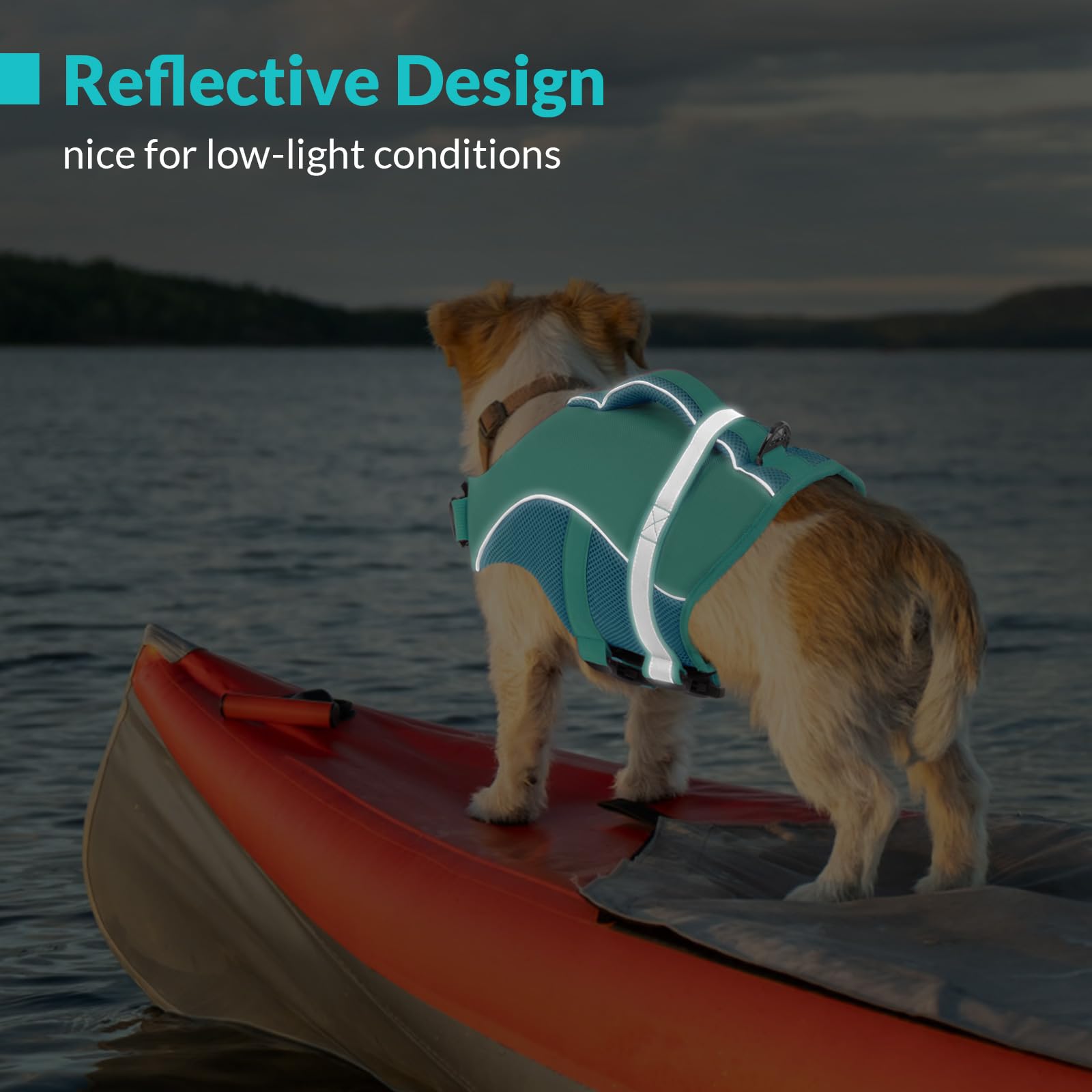 Queenmore Dog Life Vest For Swimming Boating, Adjustable Ripstop Dog Life Jacket, Lifesaver With Superior Buoyancy And Rescue Ha