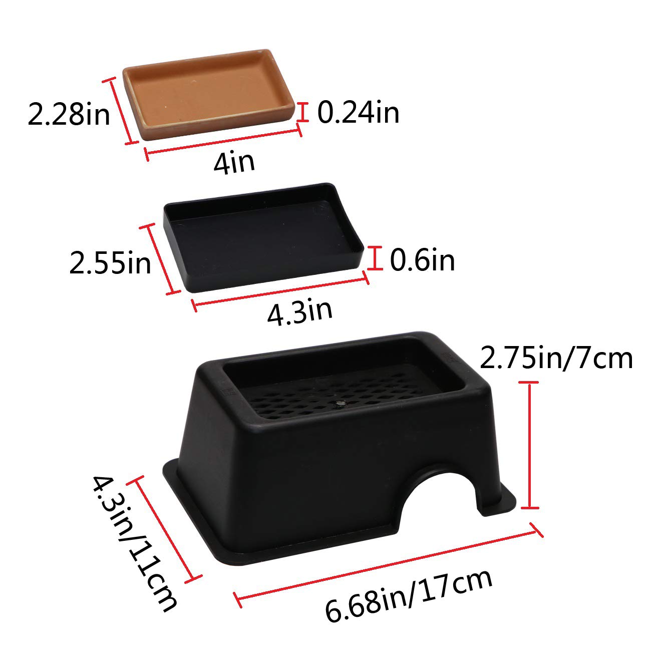 Hypeety Reptile Hide Box Humidifier Caves Water Supply Hideout with Sink Basin for Lizards Turtles Amphibians Small Snake