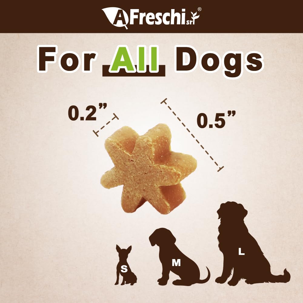 Afreschi Natural Turkey Treats Star Bites -6 oz, Hexagonal Shape, USA-Sourced Trukey, All-Natural, Hypoallergenic, Low-Fat, Heal
