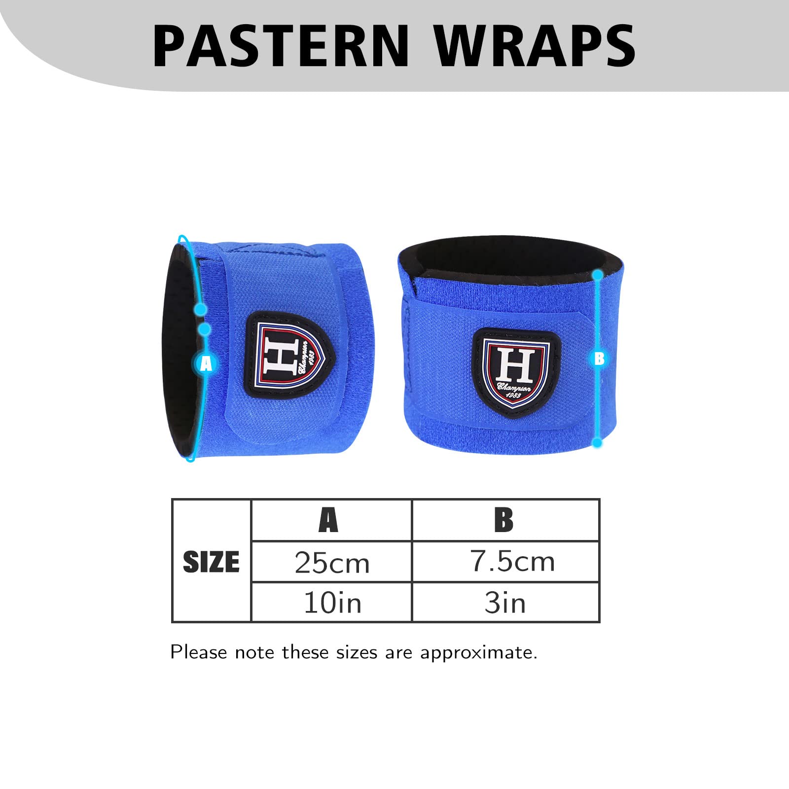 Harrison Howard Durable Shock-Absorbent Breathable Impact Protection Pastern Wraps For Horse In Pairs Blue