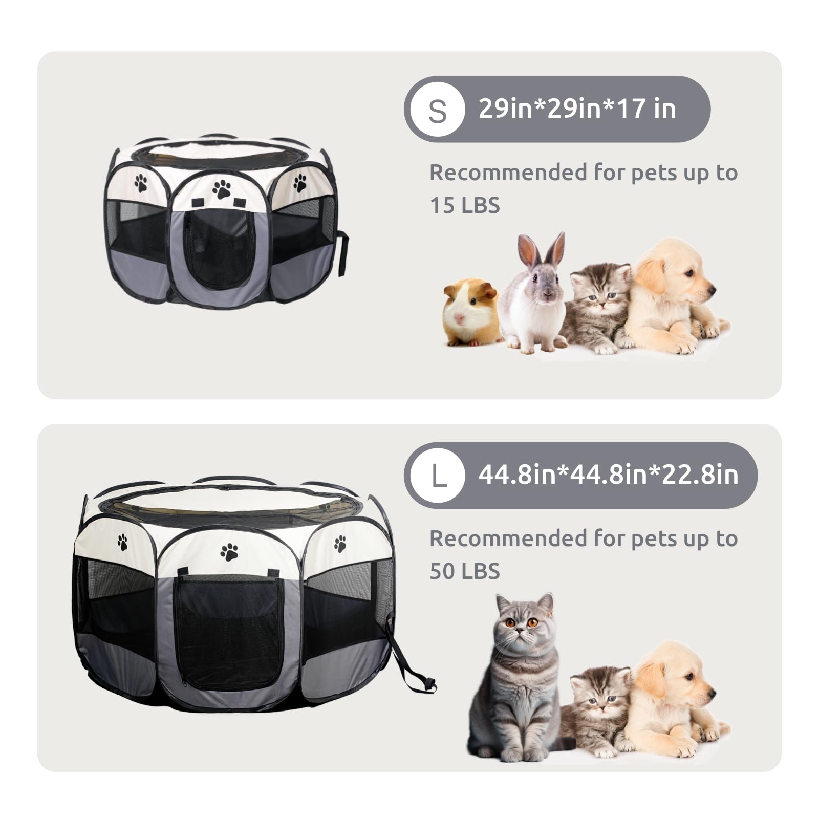 Sencone Portable Pet Playpen, Dog Playpen Foldable Pet Exercise Pen Tents Cat House Playground For Puppy Kitten Indoor Outdoor T