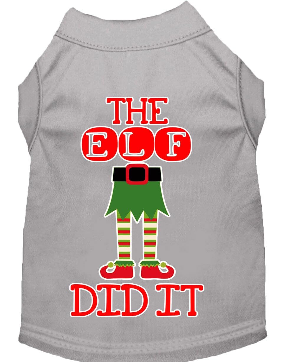 Christmas Pet Dog & Cat Shirt Screen Printed, &quot;The Elf Did It&quot; Black XL (14-20 lbs.)