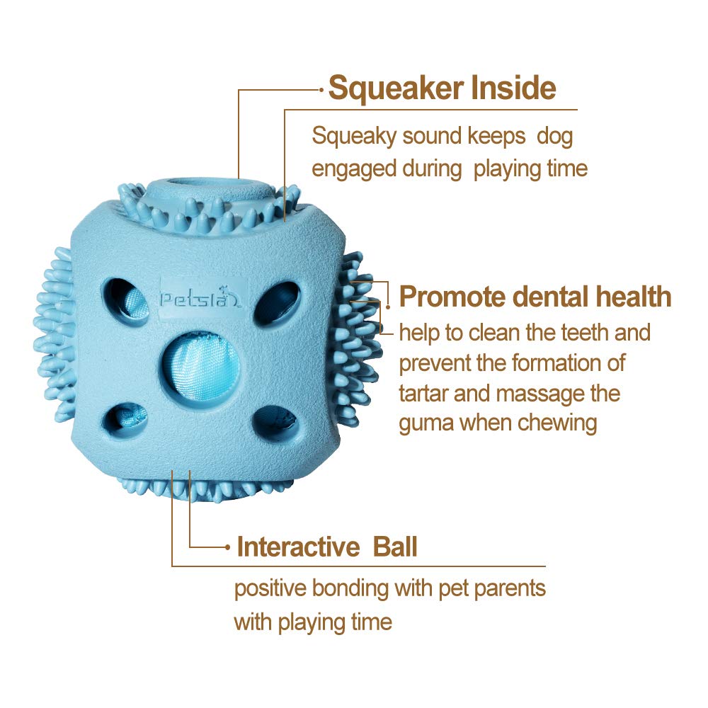 PETSLA Durable Squeaky Dog Balls for Small Dogs and Puppies - Rubber Balls for Moderate Chewers Play Fetch and Promotes Dental H