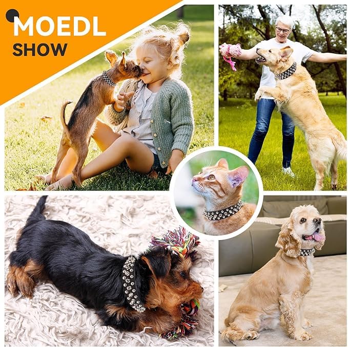 Purple Spiked Chew Proof Spike Collar For Dogs & Cats - Pu Leather Rivet Studded Collars For Small Dogs - Adjustable For Xxs, Xs