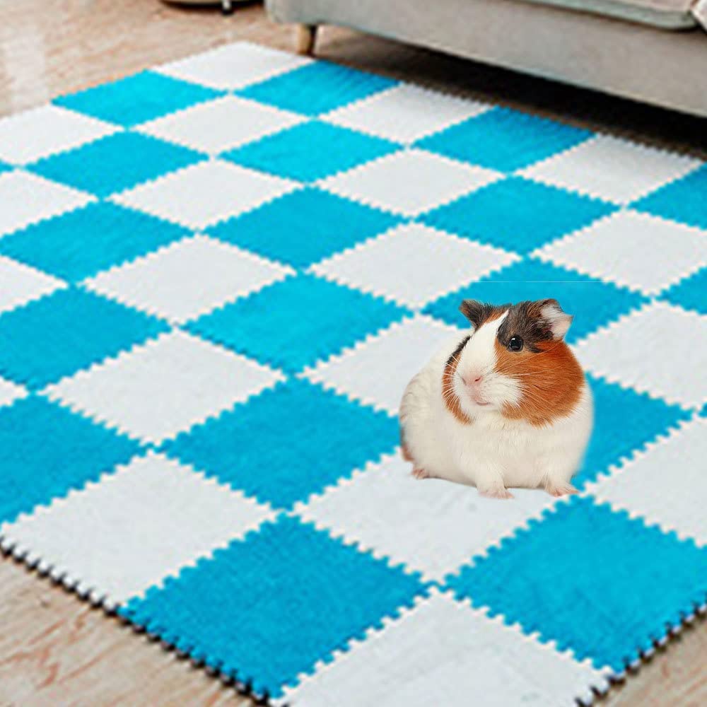 10Pcs 11    X 11    Guinea Pig Pads Washable, Reusable Guinea Pig Fleece Cage Liners, Soft Warm Rabbit Sleep Mat Blanket Bed (Bl