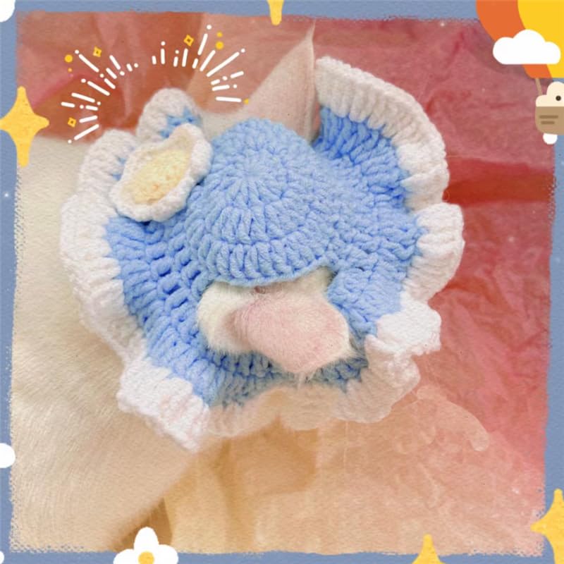 Qwinee Flower Design Knit Cute Dog Hat Soft Cat Hat Rabbit Hat Halloween Christmas Party Costume Head Wear Accessories For Puppy