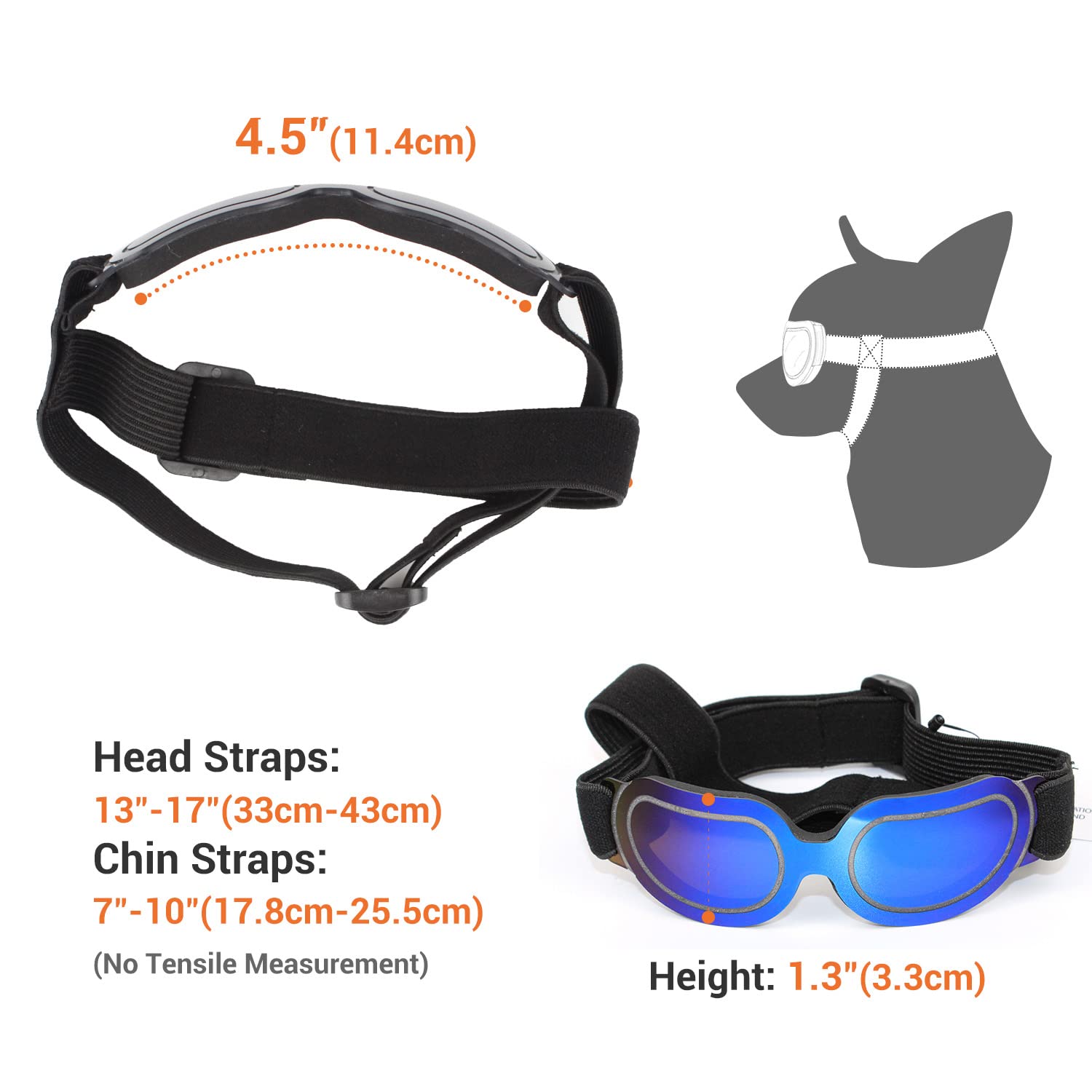 Enjoying Dog Goggles Small Breed, Puppy Sunglasses Uv Protection, Summer Dog Eye Protection For Small Dogs Outdoor Driving Riding, Winter Antifog Dog Snow Goggles, Cool Blue