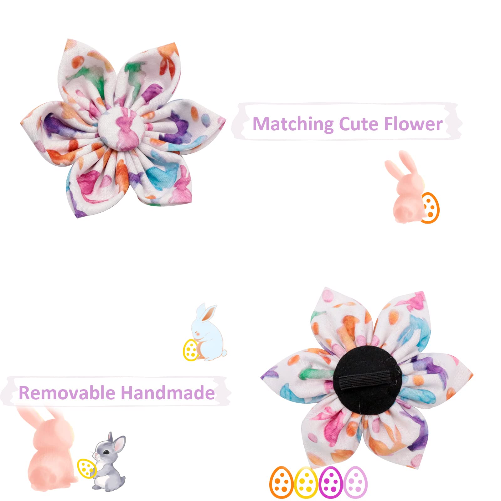 Unique Style Paws Easter Dog Collar, Girl Dog Collar With Flower, Adjustable Dog Collar Pet Collar For Small Memium Large Dogs