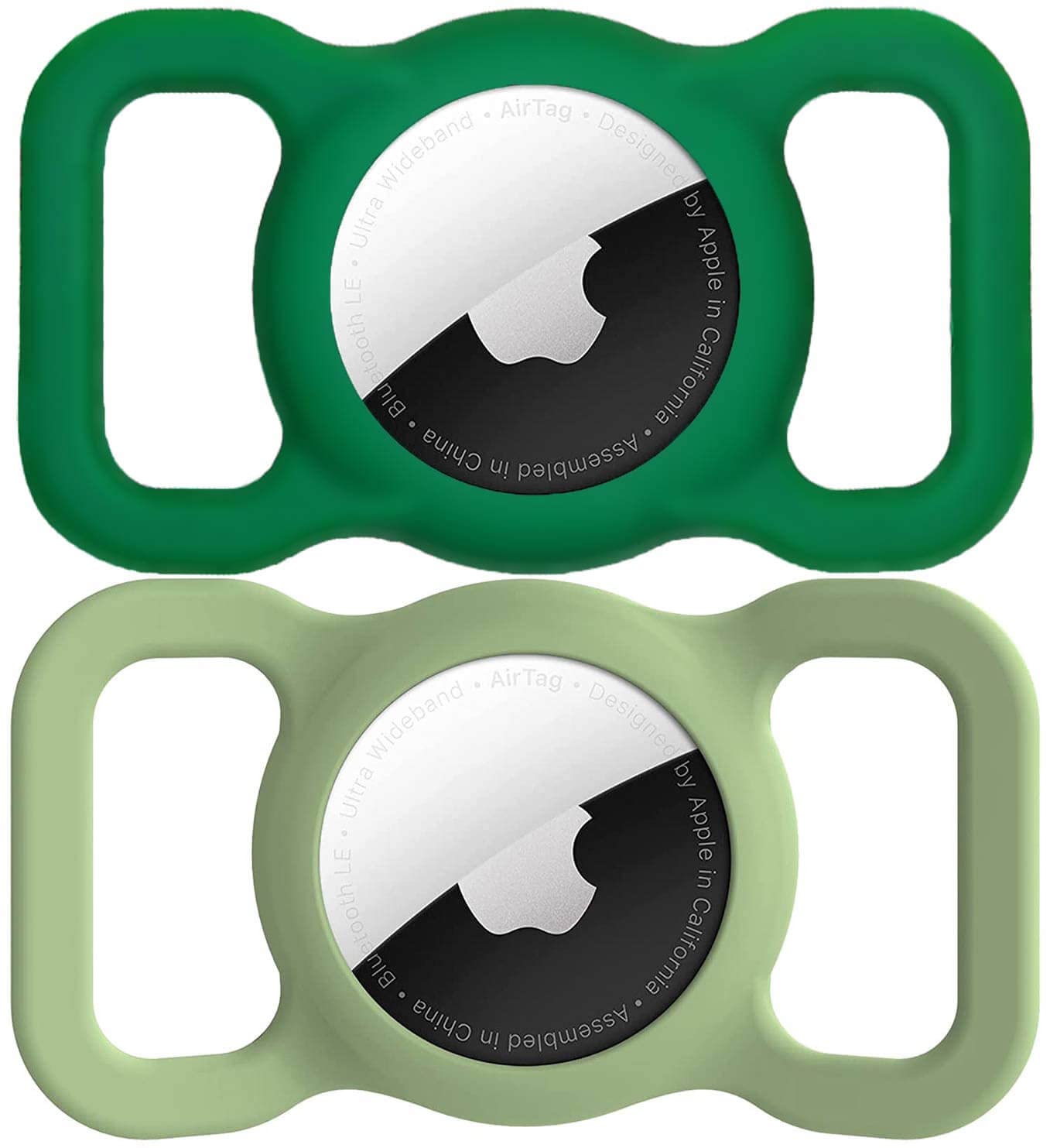 Airtag Dog Collar Holder(2 Pack) For Apple Airtags Anti-Lost Air Tag Holder Case Compatible With Cat Dog Collars (Night Green&Avocado)