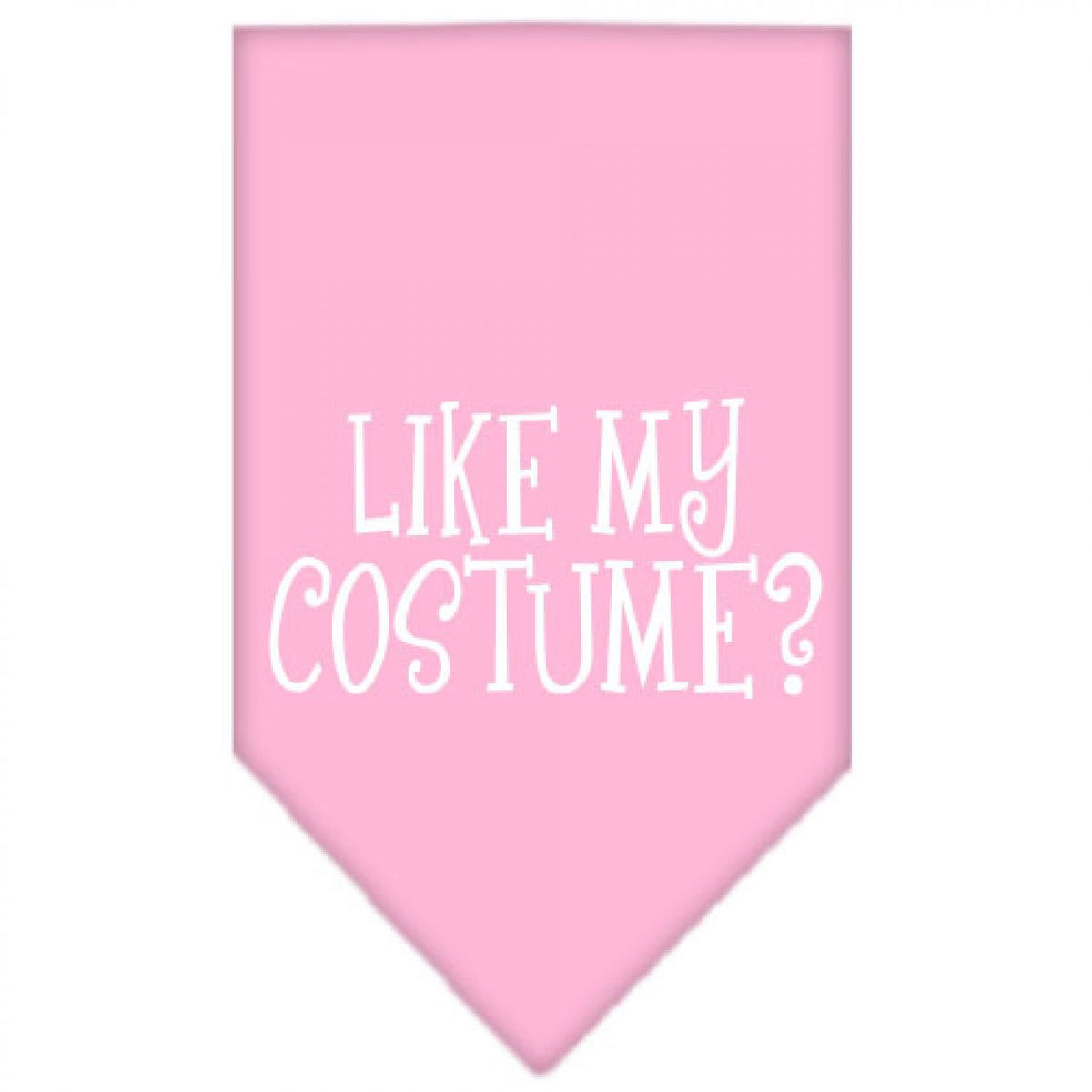 Halloween Pet and Dog Bandana Screen Printed, &quot;Like My Costume?&quot; Light Pink Large